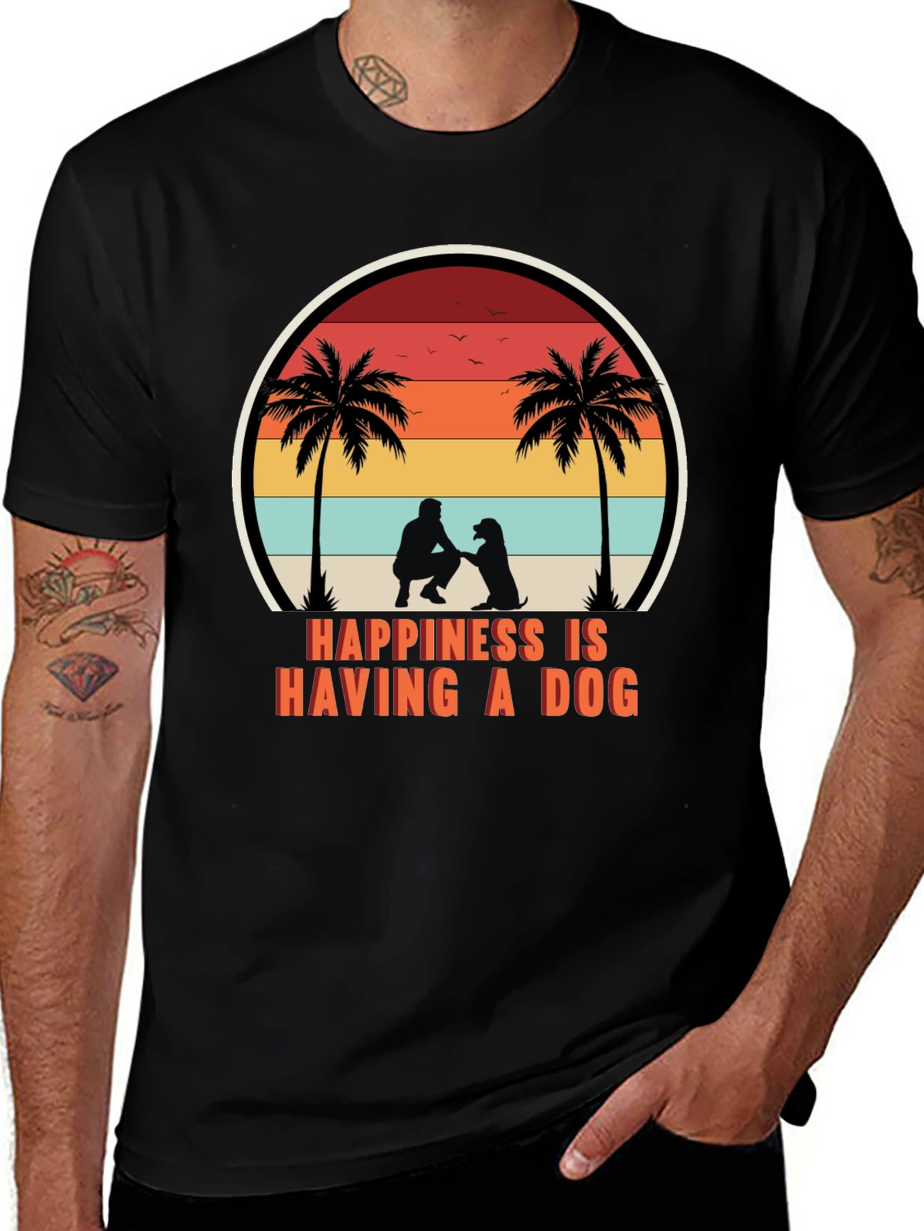 Variant 2 of Happiness is Having a Dog T-Shirt, Retro Graphic Tee