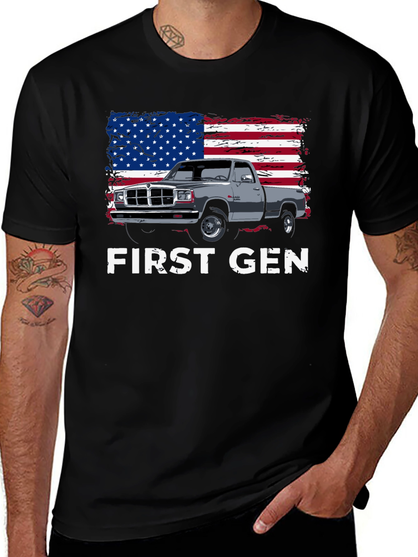 Variant 20 of First Gen Truck American Flag Graphic T-Shirt