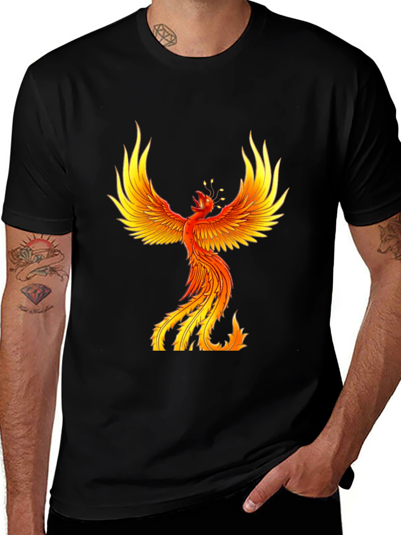 Variant 30 of Fiery Phoenix Graphic Tee - Bold Black