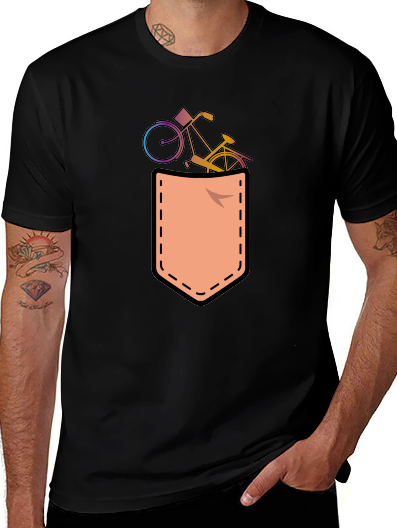 Variant 29 of Bicycle in Pocket T-Shirt, Fun Graphic Tee