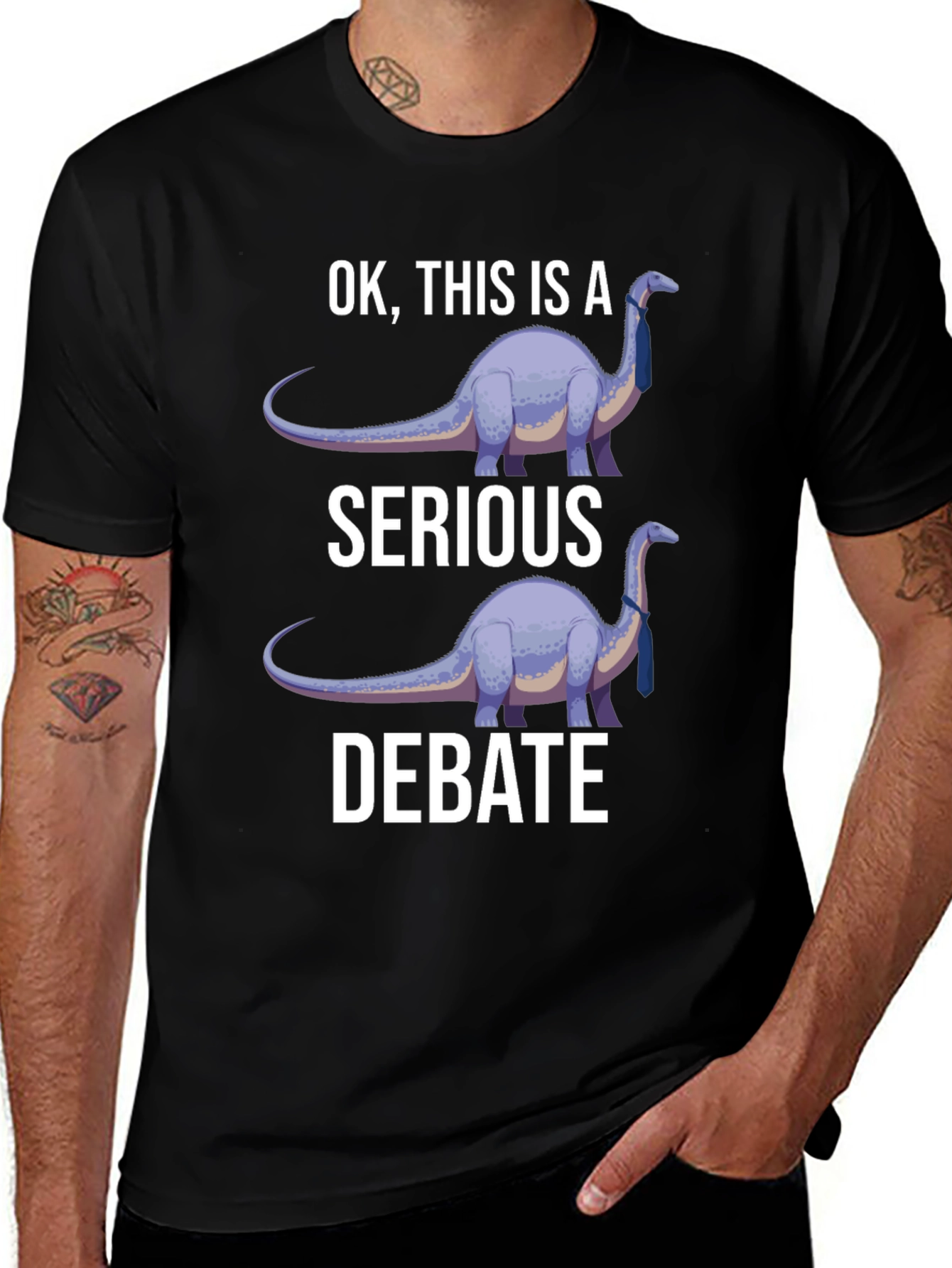 Dinosaur Debate Graphic T-Shirt Funny