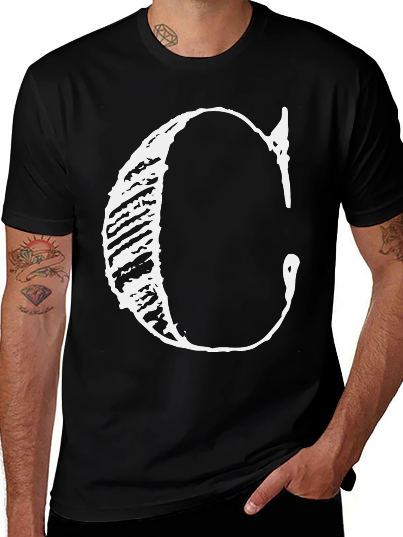 Variant 22 of Bold Letter C Graphic Tee - Black