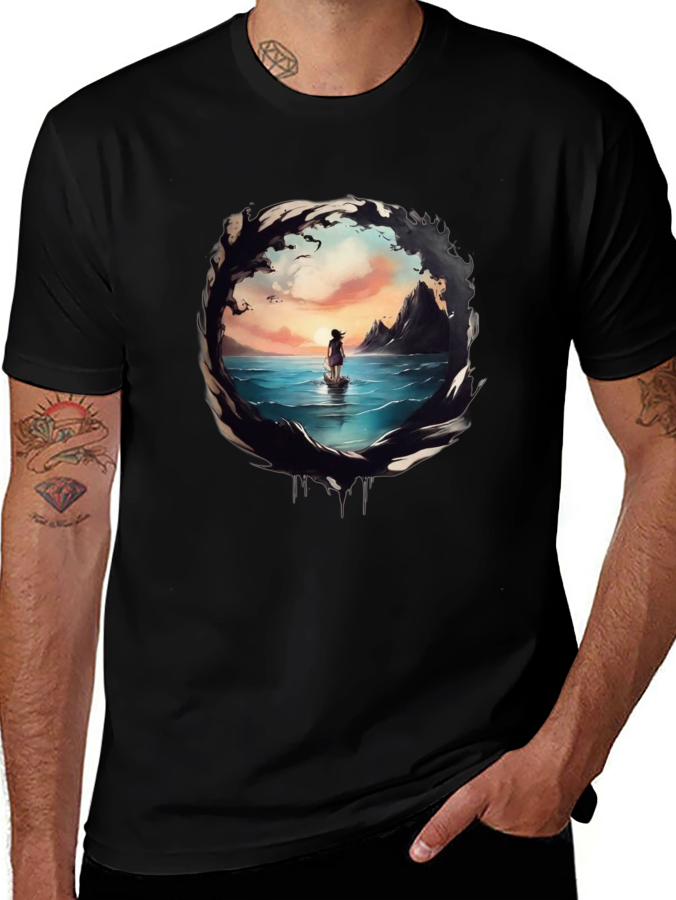 Variant 21 of Ocean Vista Graphic Tee - Black