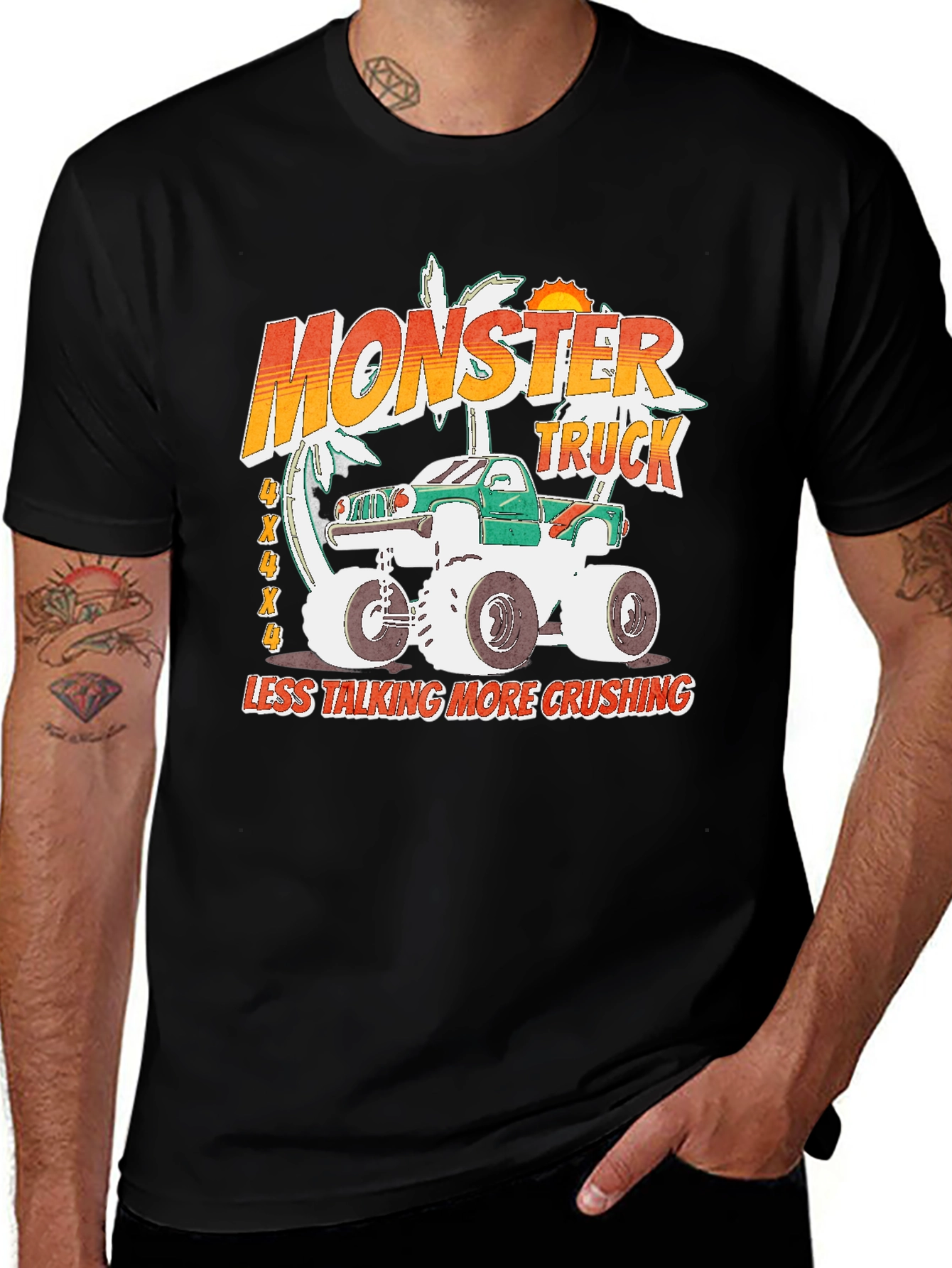 Variant 20 of Monster Truck Graphic T-Shirt: Less Talking, More Crushing!