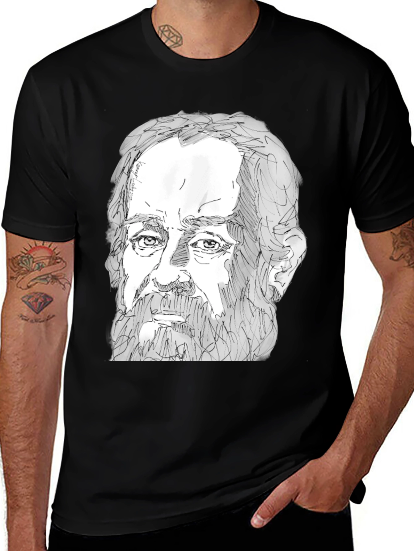 Variant 12 of Sketch Portrait Black T-Shirt