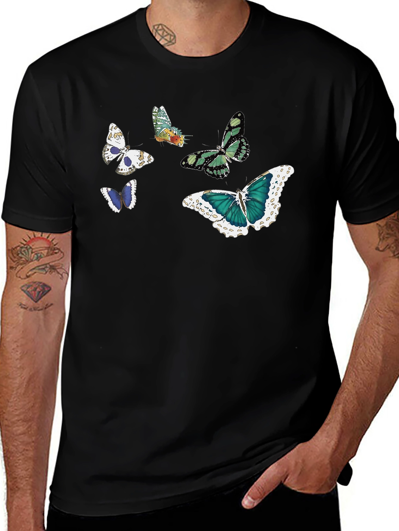 Variant 24 of Butterfly Print Black T-Shirt