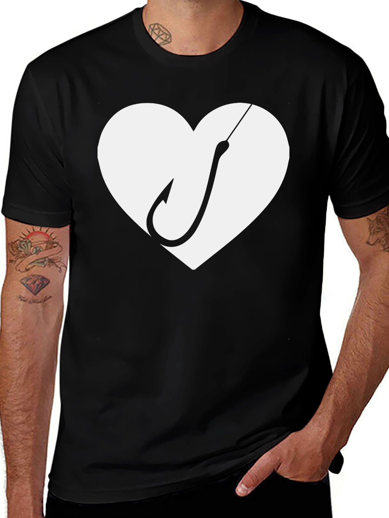 Variant 24 of Heart Hook Fishing T-Shirt - Perfect Catch!