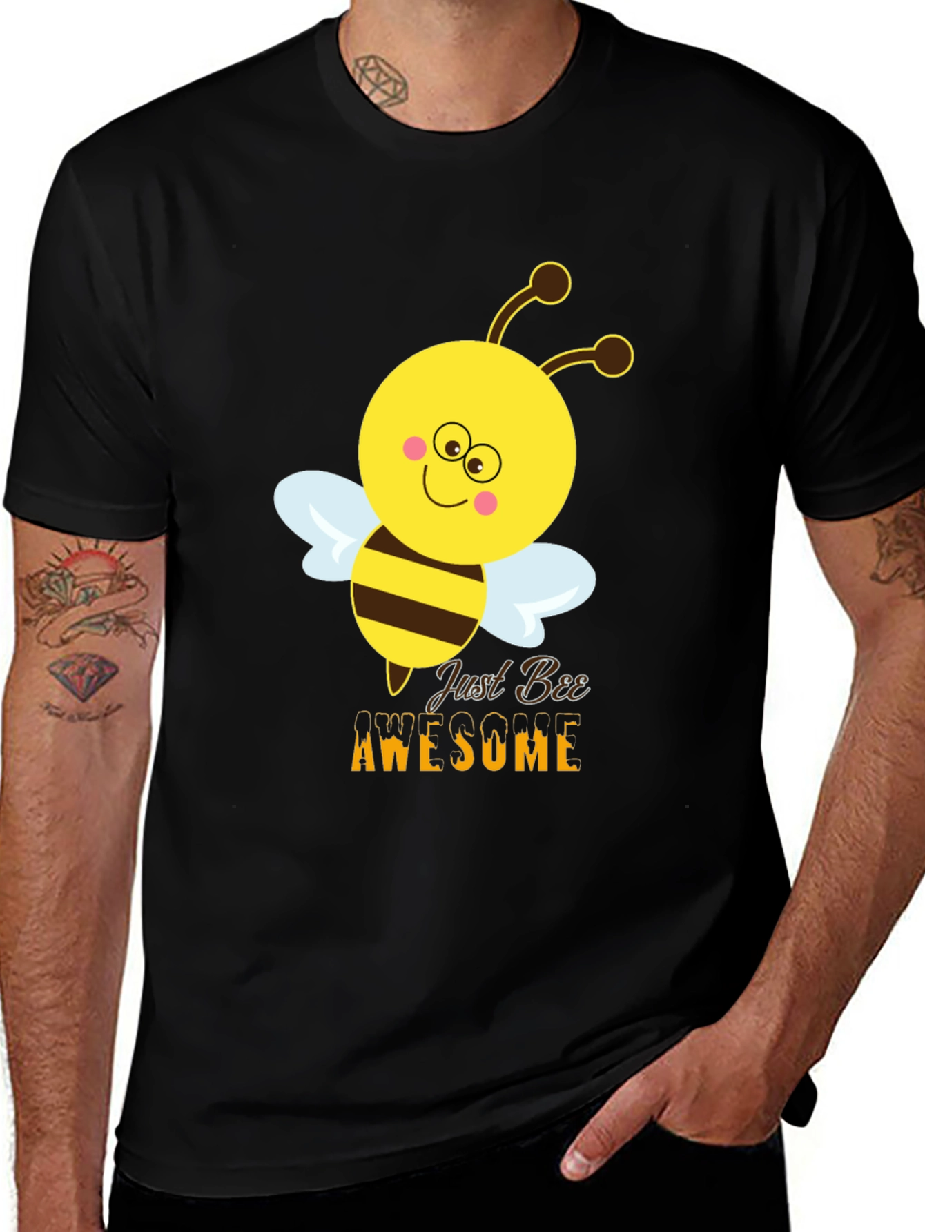 Variant 22 of Just Bee Awesome Graphic Tee - Black