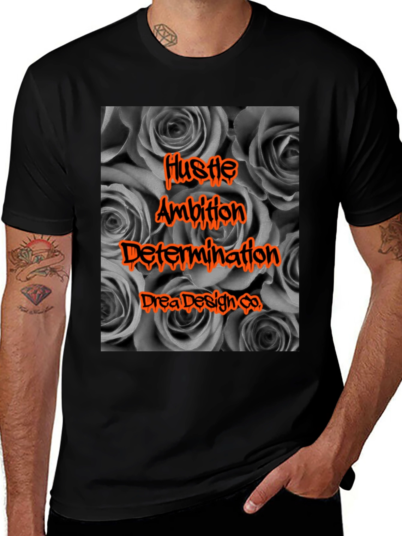 Variant 8 of Hustle Ambition Black Graphic Tee