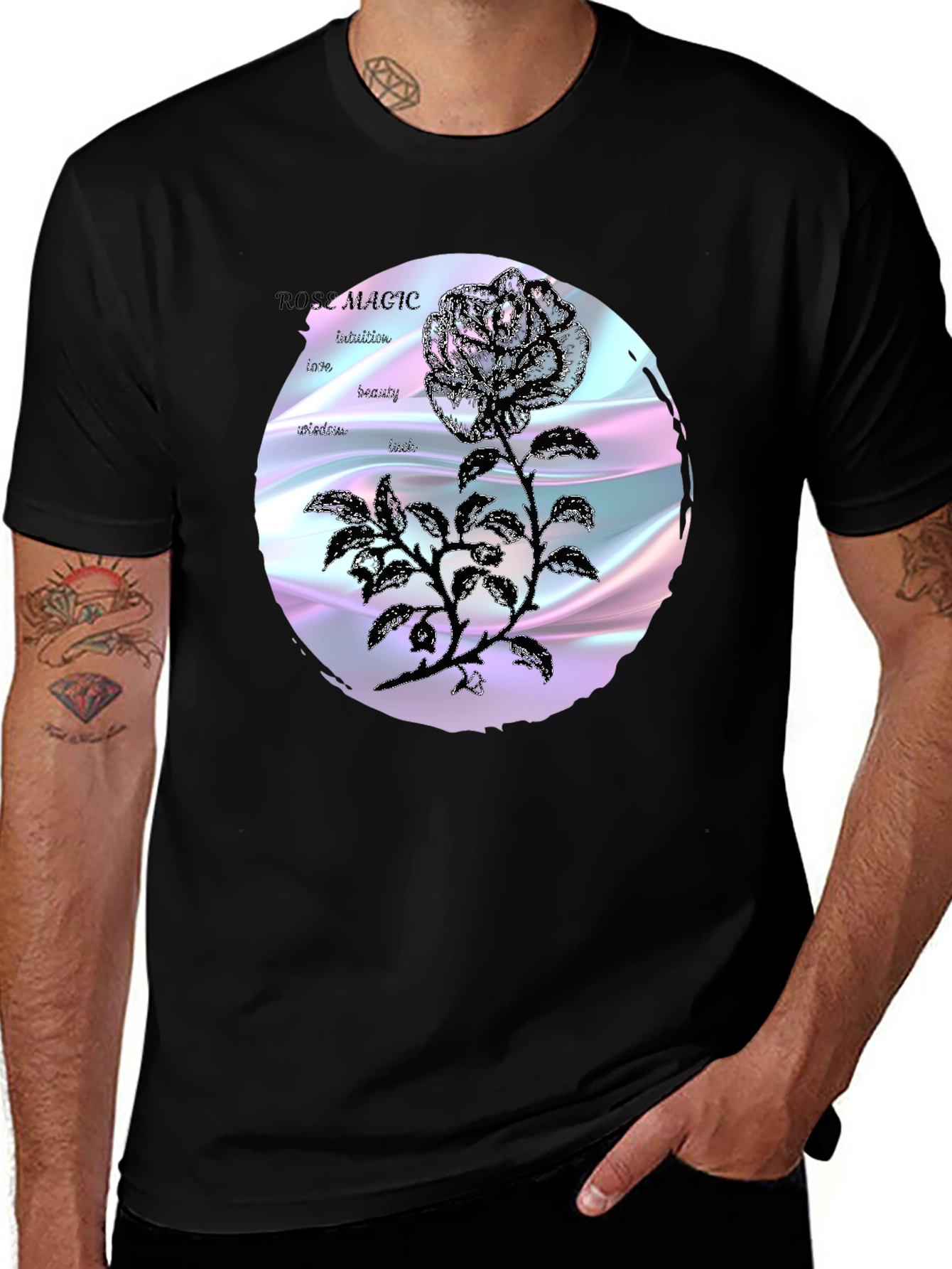 Variant 19 of Rose Magic Graphic Tee - Intuition, Love, Beauty Design