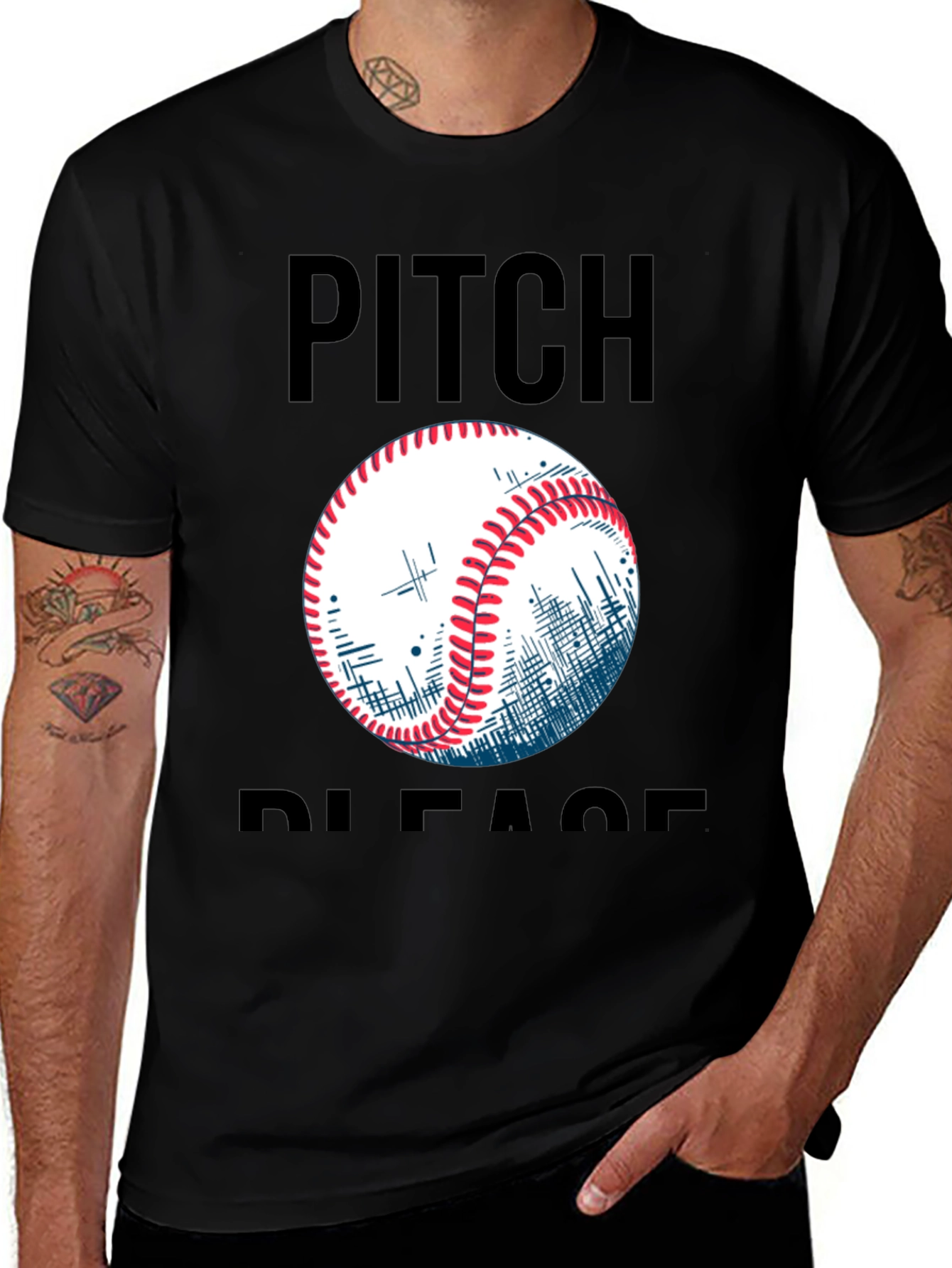 Variant 20 of Pitch Please Baseball Graphic Tee - Black