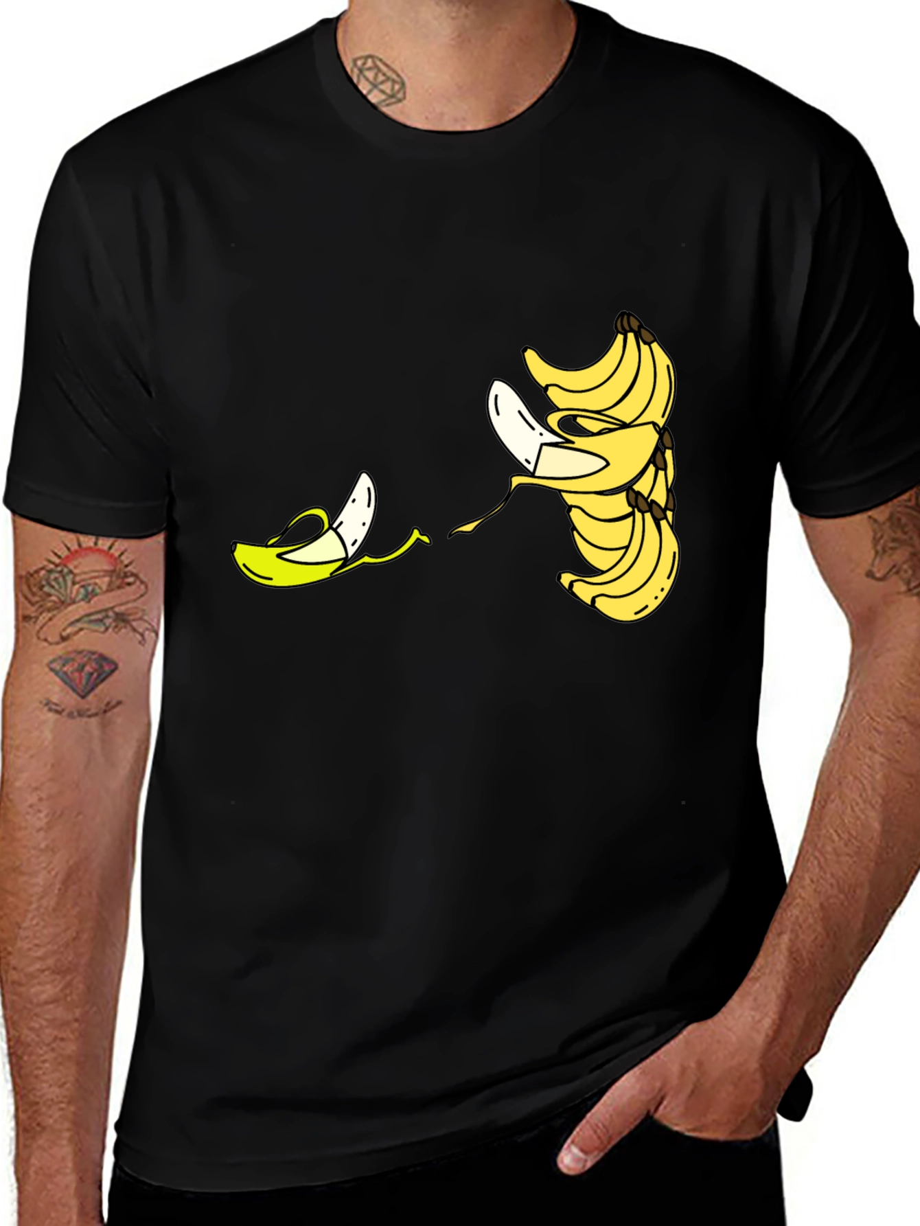 Variant 11 of Banana Bunch Graphic Tee - Black Cotton T-Shirt