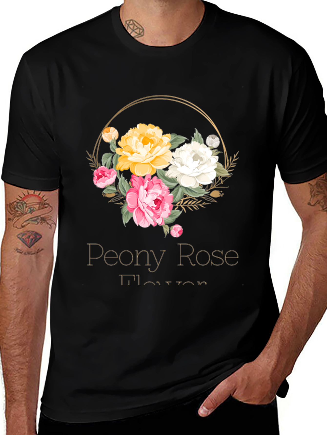 Variant 5 of Peony Rose Flower T-Shirt Floral Graphic Tee