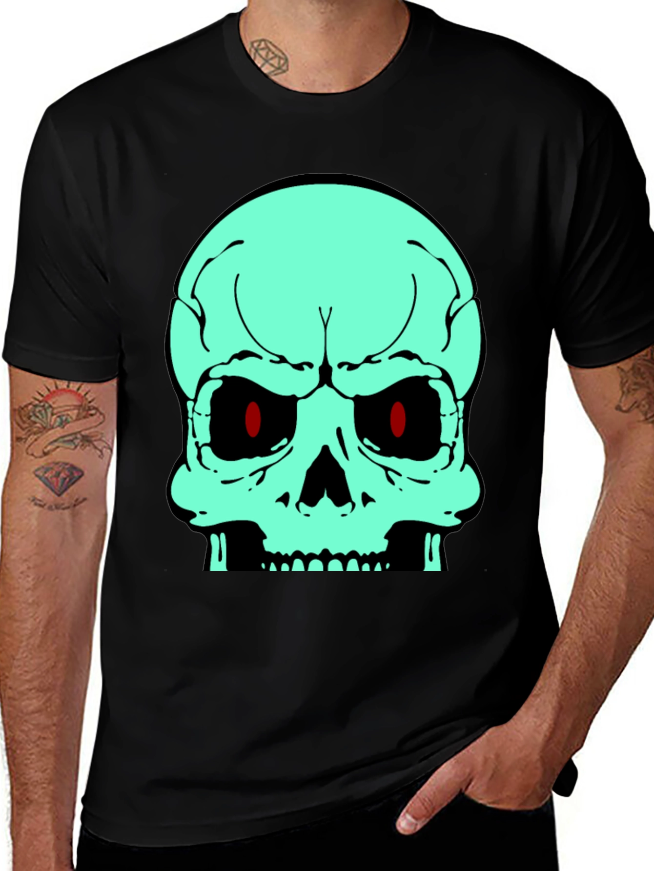 Variant 10 of Skull Graphic Tee - Black Cotton