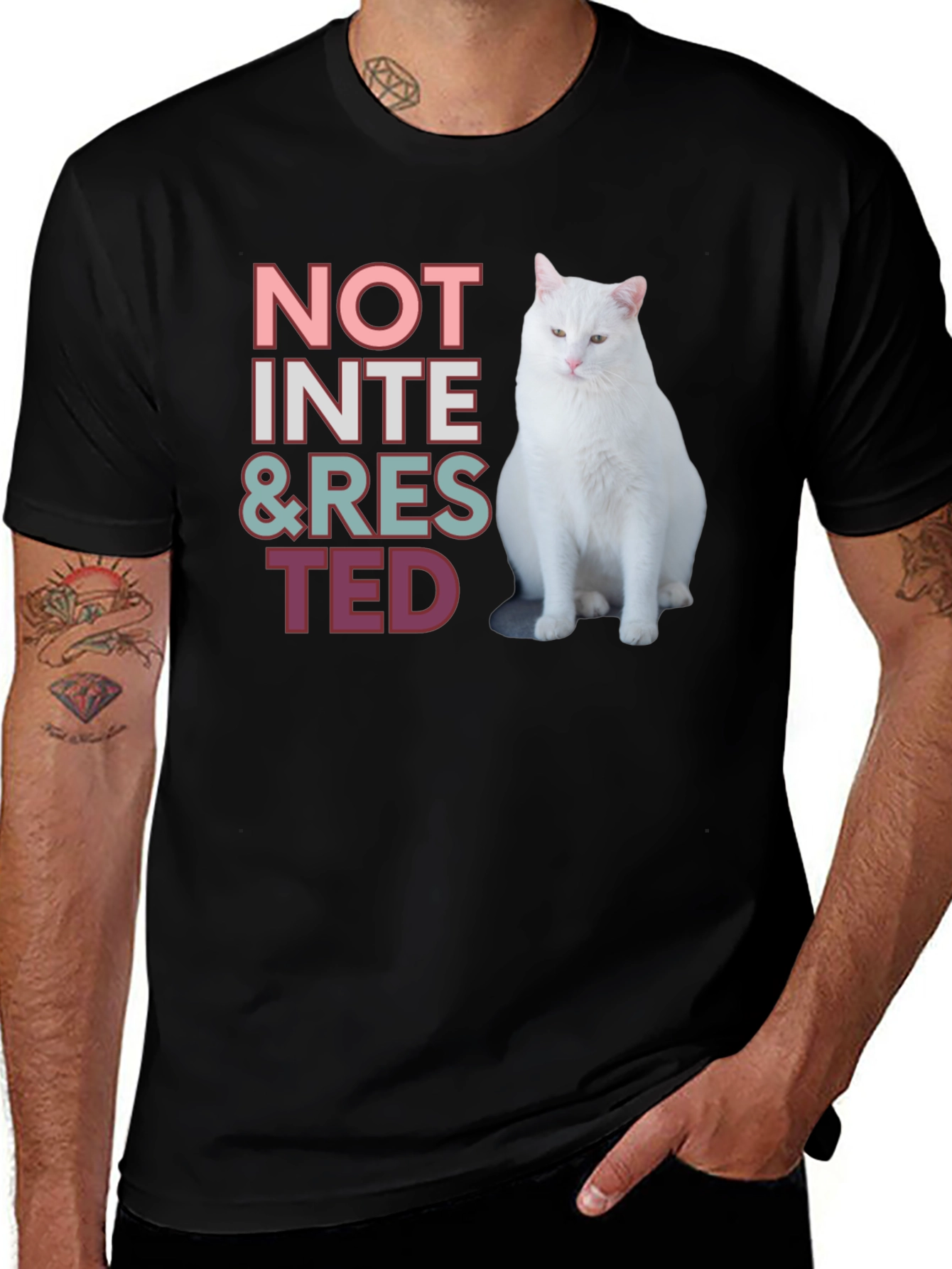 Variant 26 of Not Interested Cat T-Shirt - Funny & Relaxed Style
