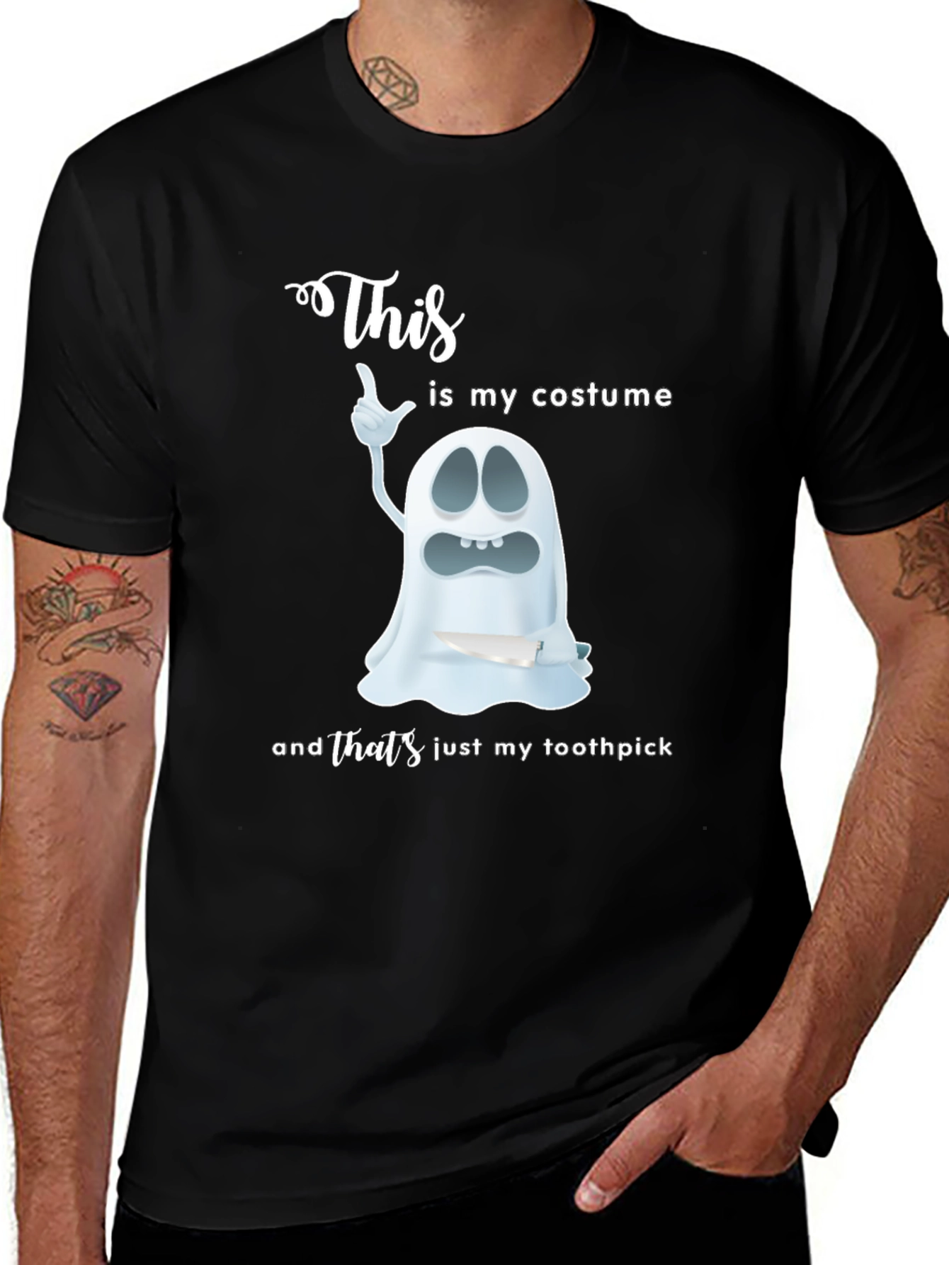 Variant 17 of Funny Ghost Costume T-Shirt - That's Just My Toothpick
