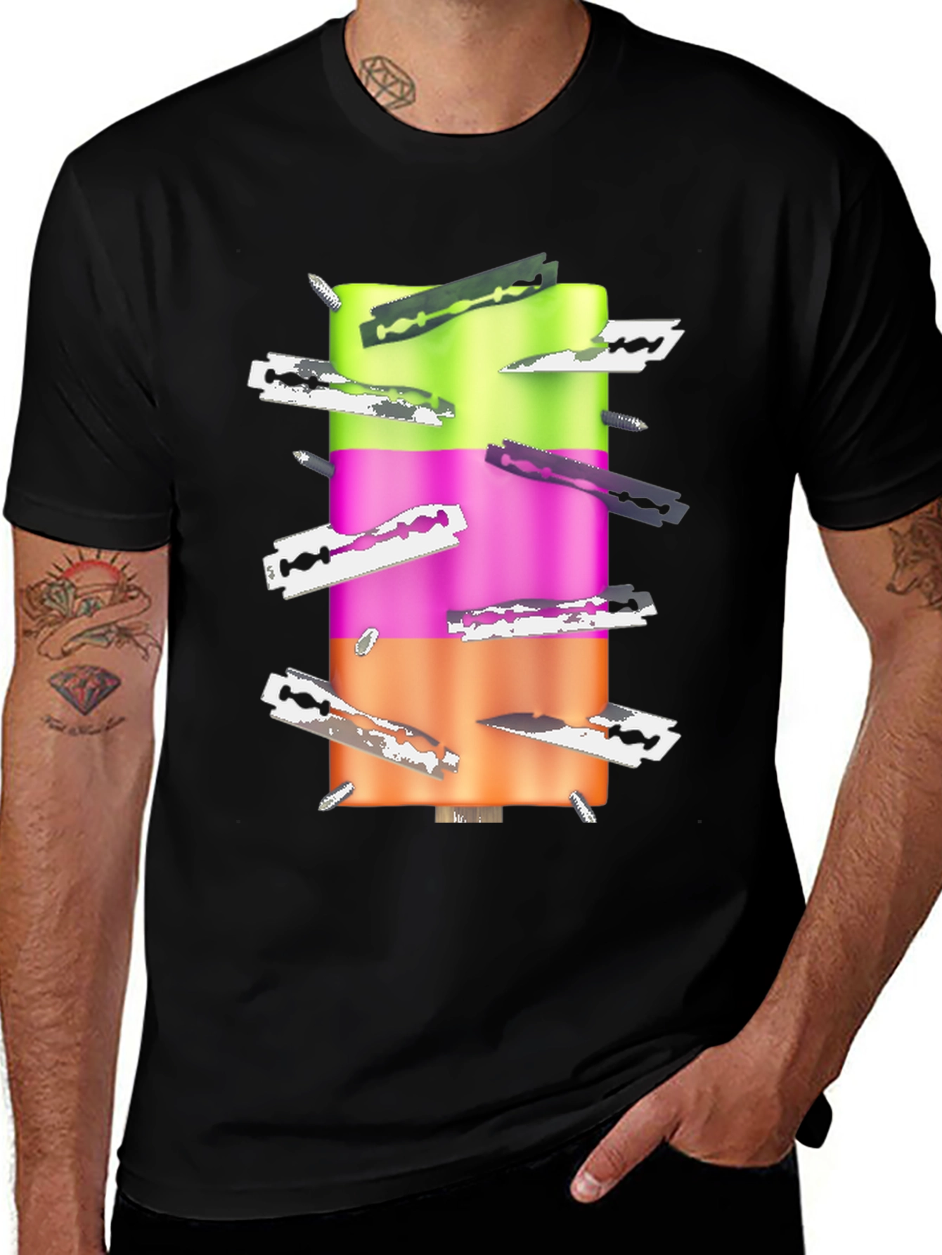 Edgy Ice Pop Tee - Razor Blade Design