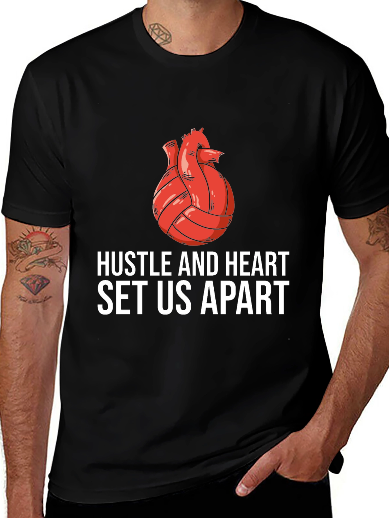 Variant 30 of Hustle and Heart Volleyball Graphic Tee