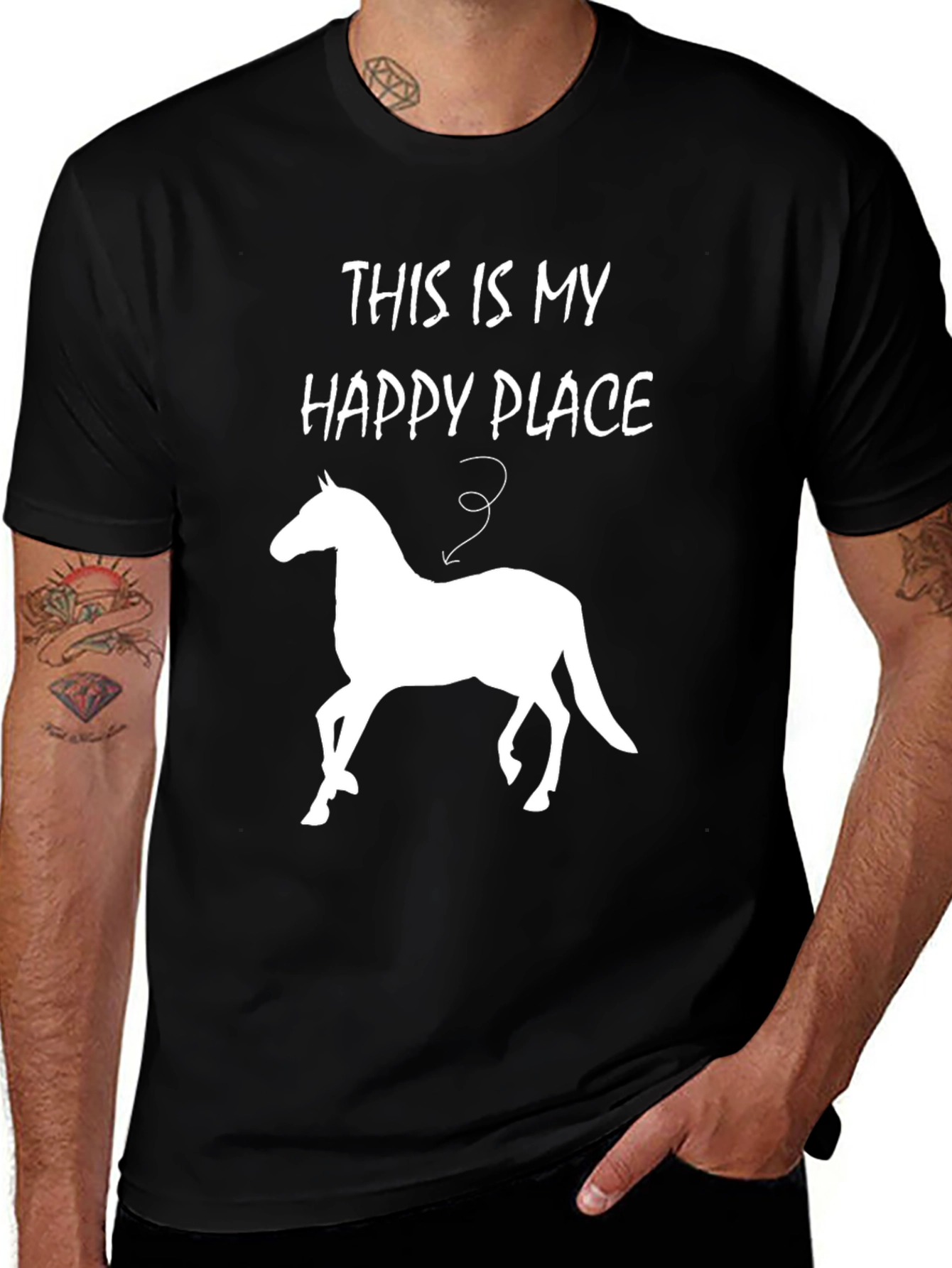 Happy Place Horse T-Shirt - Men's Black Tee