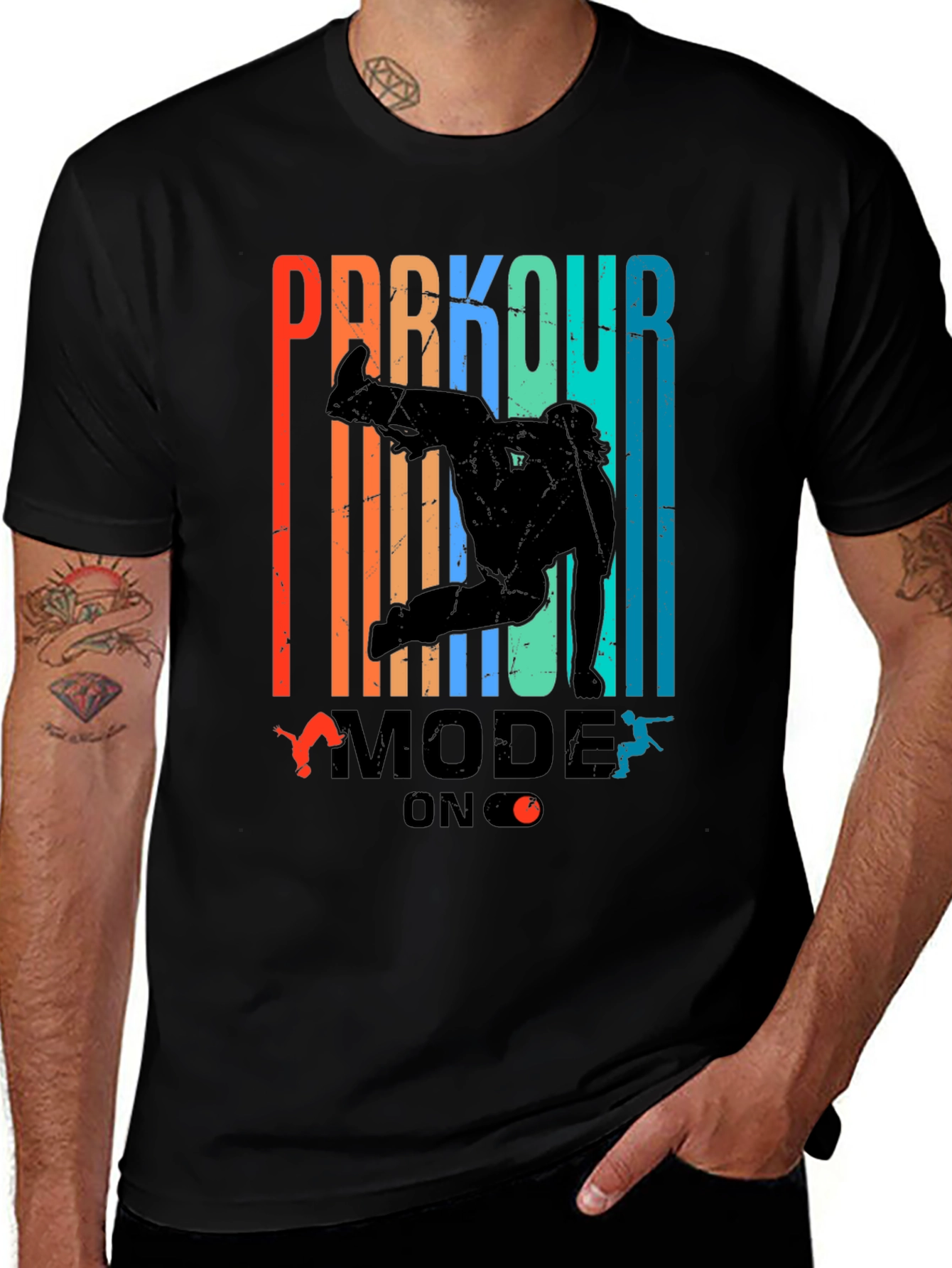Variant 3 of Parkour Mode On Black T-Shirt | Urban Free Running Apparel