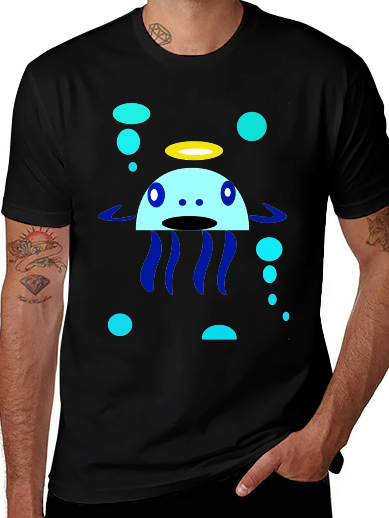 Variant 11 of Whimsical Jellyfish Graphic Tee - Black