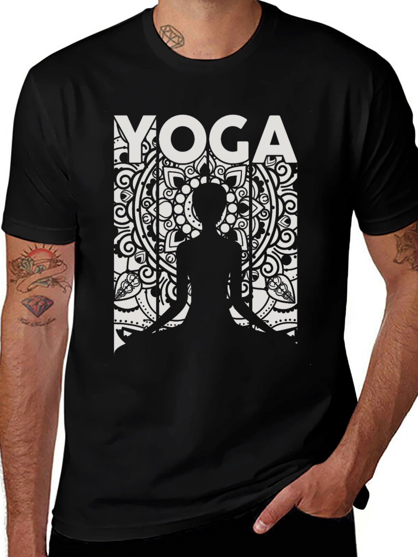 Variant 11 of Yoga Silhouette Graphic Tee - Black