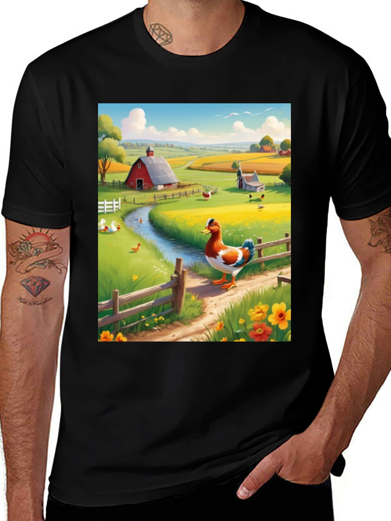 Variant 2 of Farm Duck Graphic Tee - Countryside Charm