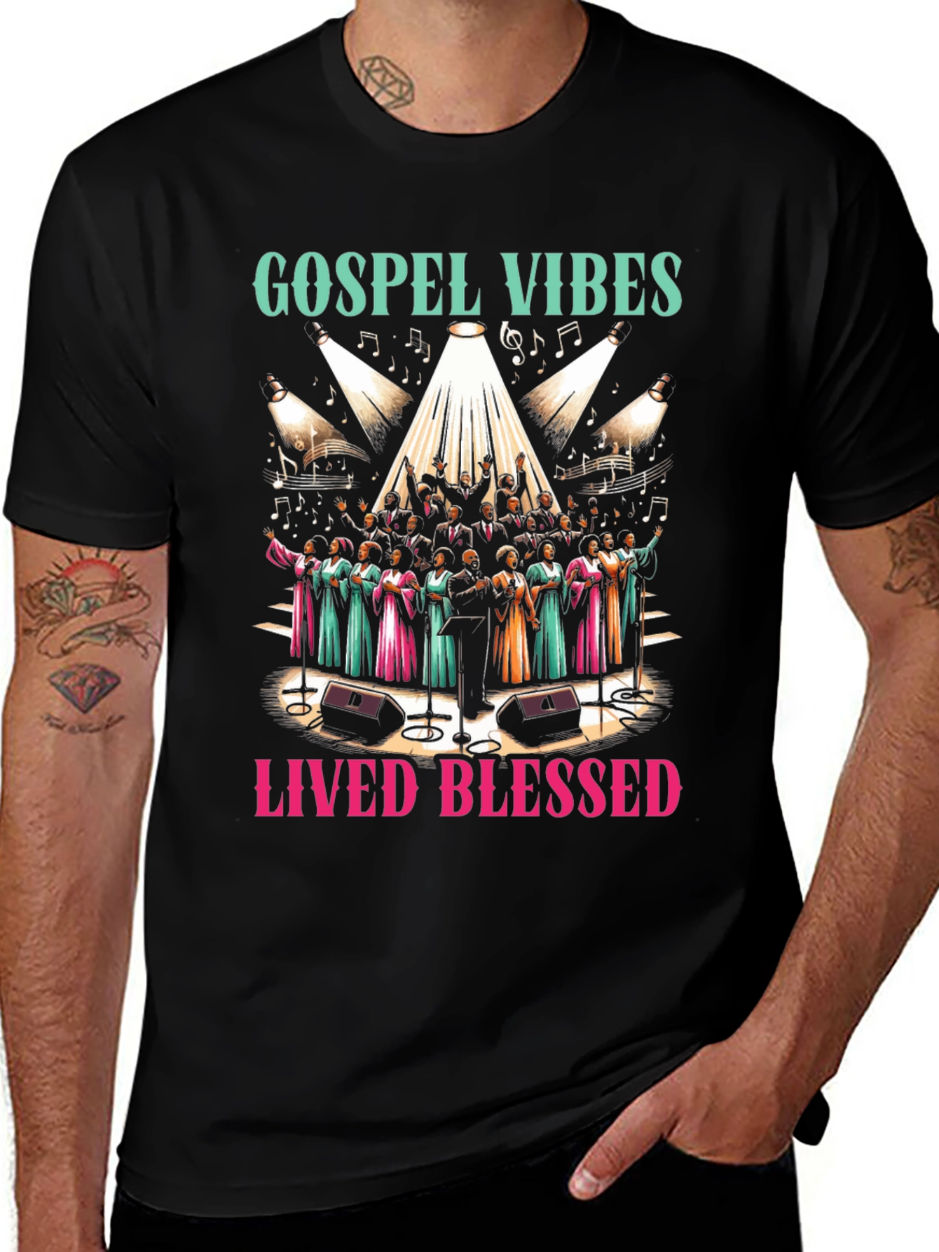 Variant 24 of Gospel Vibes Graphic Tee - Lived Blessed Shirt