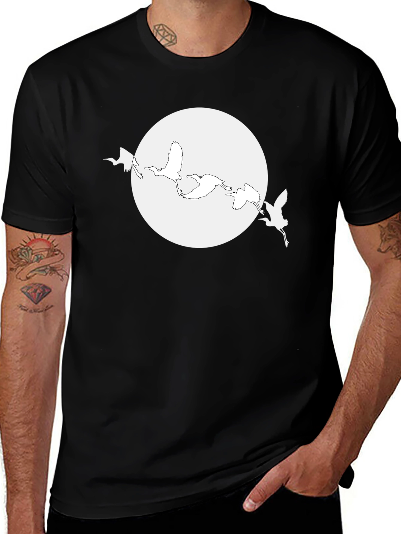 Variant 17 of Crane Moon Graphic Tee - Soft Cotton Blend