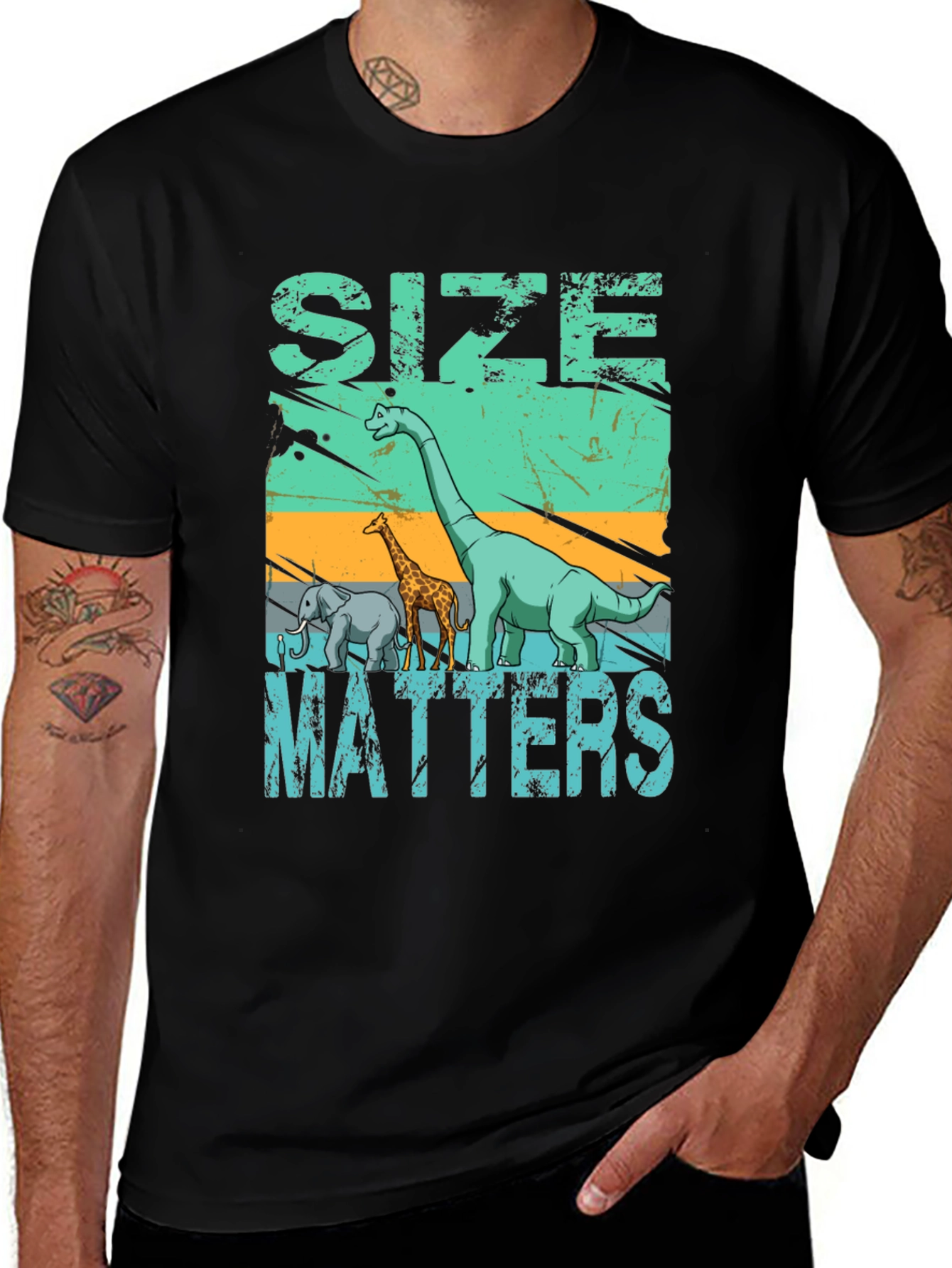 Variant 24 of Size Matters T-Shirt - Men's Black Graphic Tee