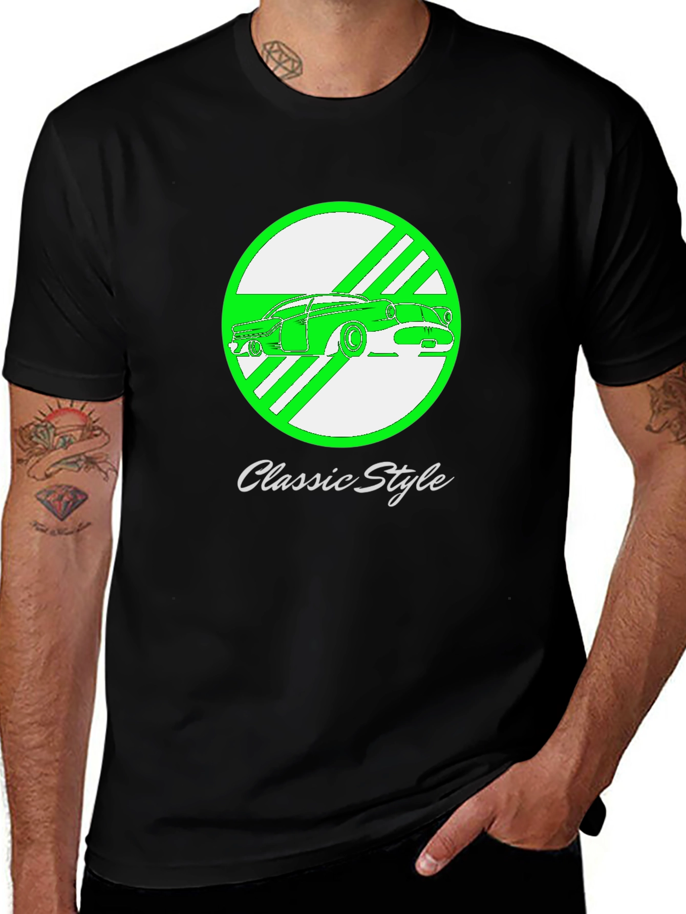 Variant 11 of Classic Style Car Graphic T-Shirt - Black