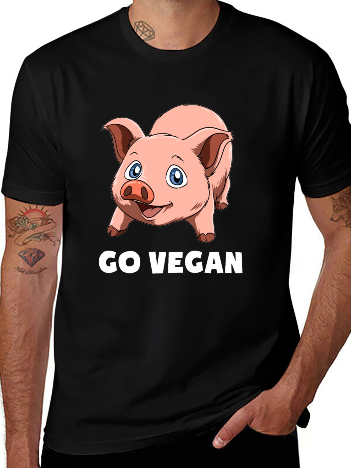 Variant 16 of Go Vegan Pig Graphic T-Shirt