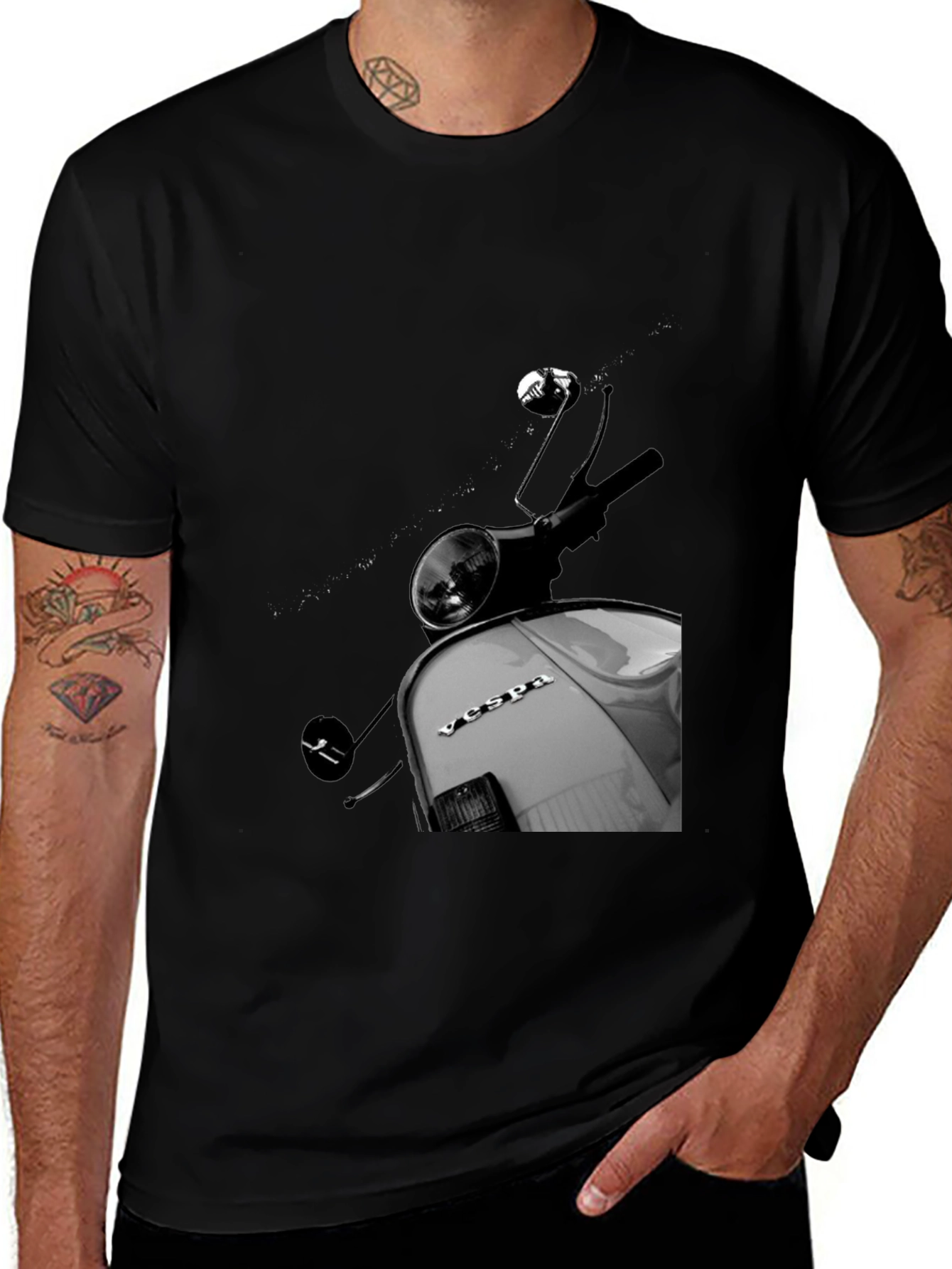 Variant 12 of Men's Black Vespa Scooter Graphic T-Shirt