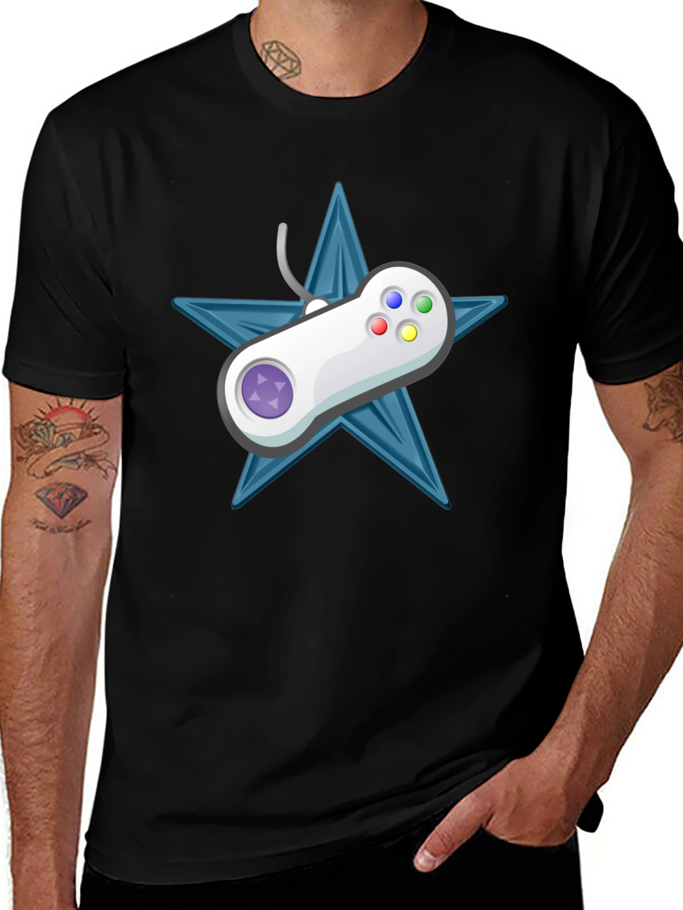 Variant 20 of Retro Gamer Tee: Starry Controller Design