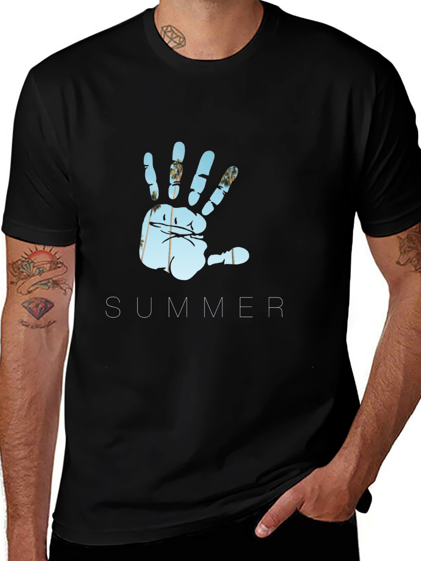 Variant 6 of Summer Hand Print Black T-Shirt