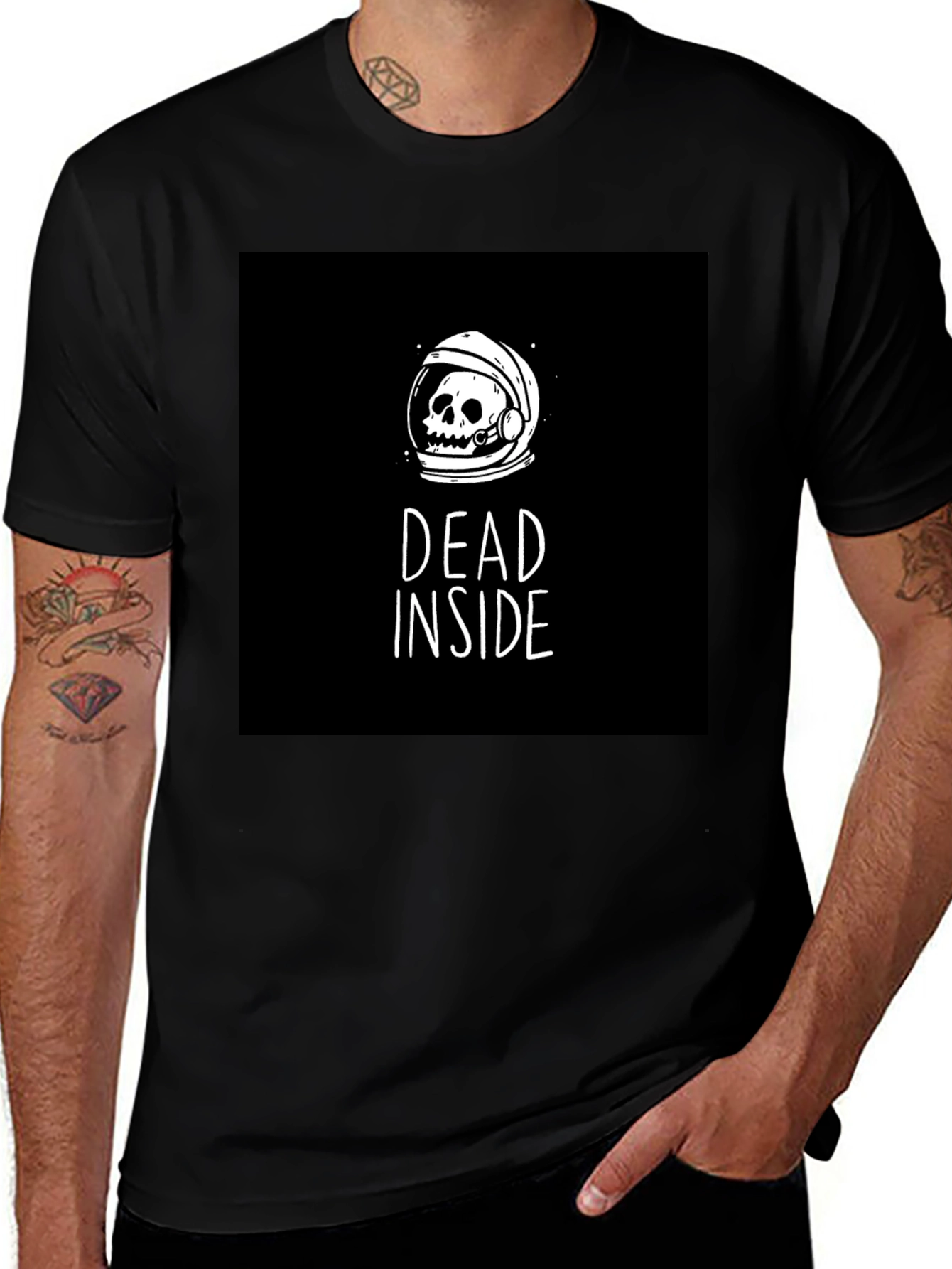 Dead Inside Astronaut Skull Black T-Shirt