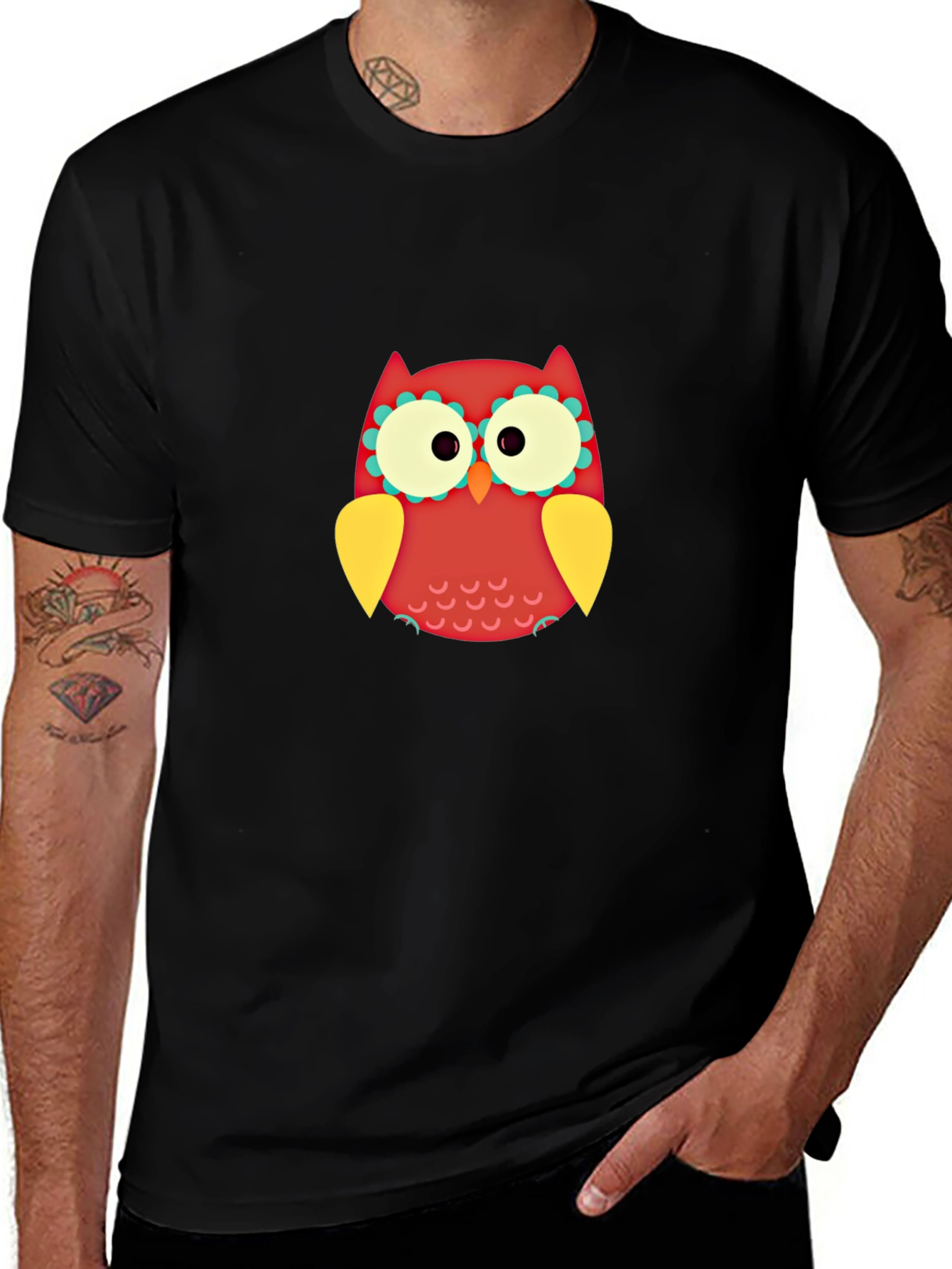 Variant 29 of Owl Graphic Print Black T-Shirt