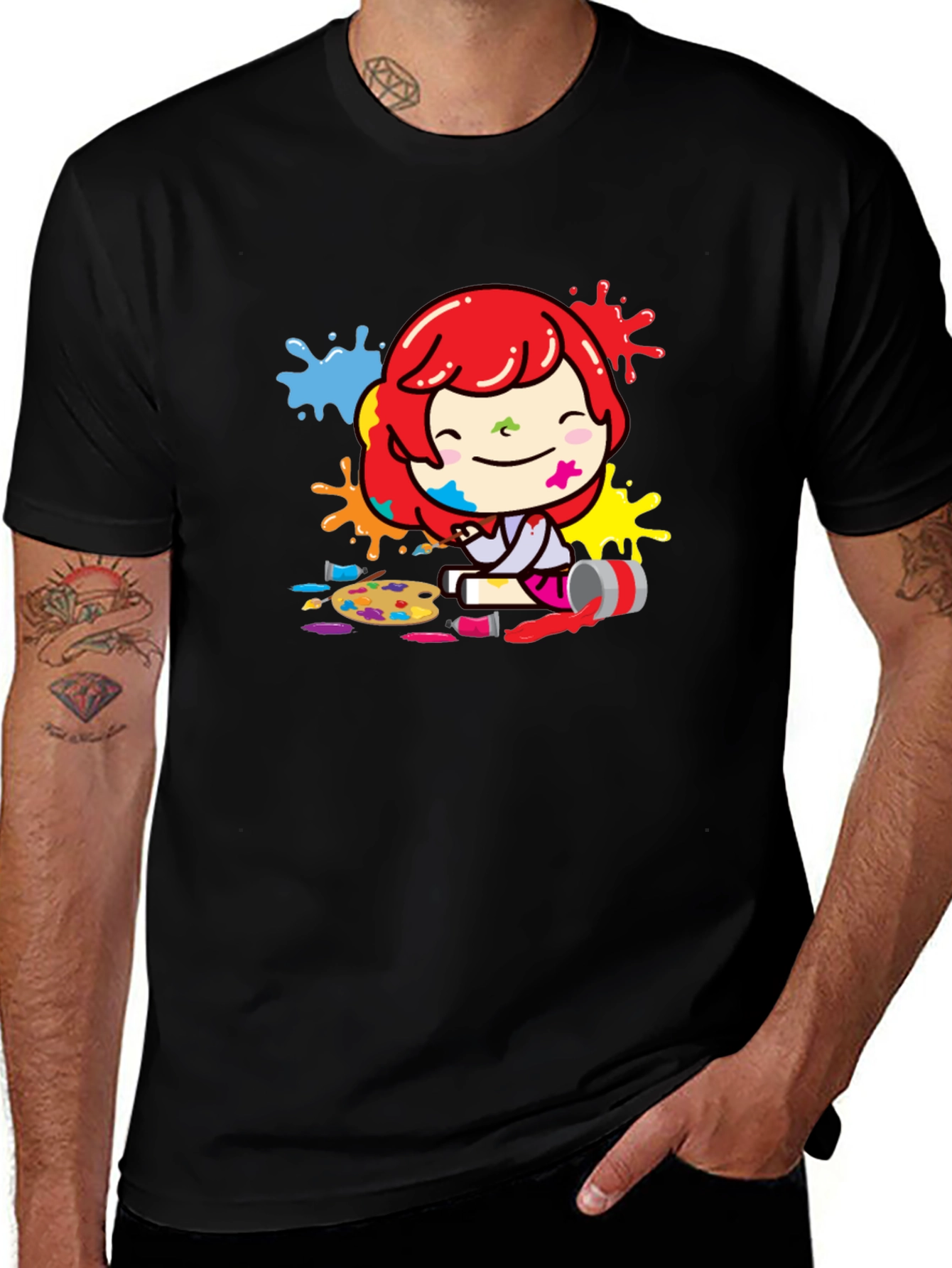 Variant 28 of Colorful Artist Cartoon Black T-Shirt
