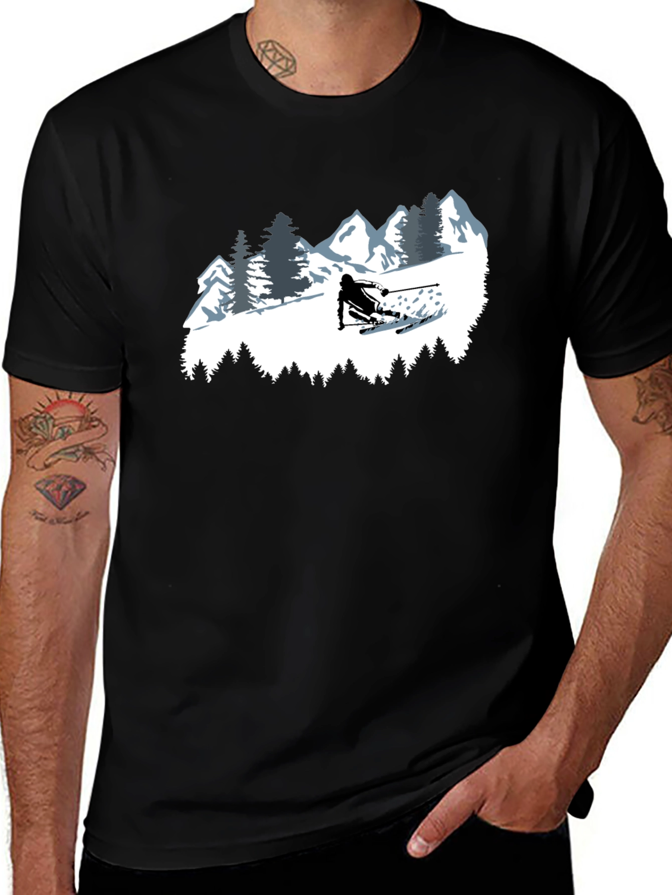 Variant 11 of Skiing T-Shirt - Mountain Adventure Tee