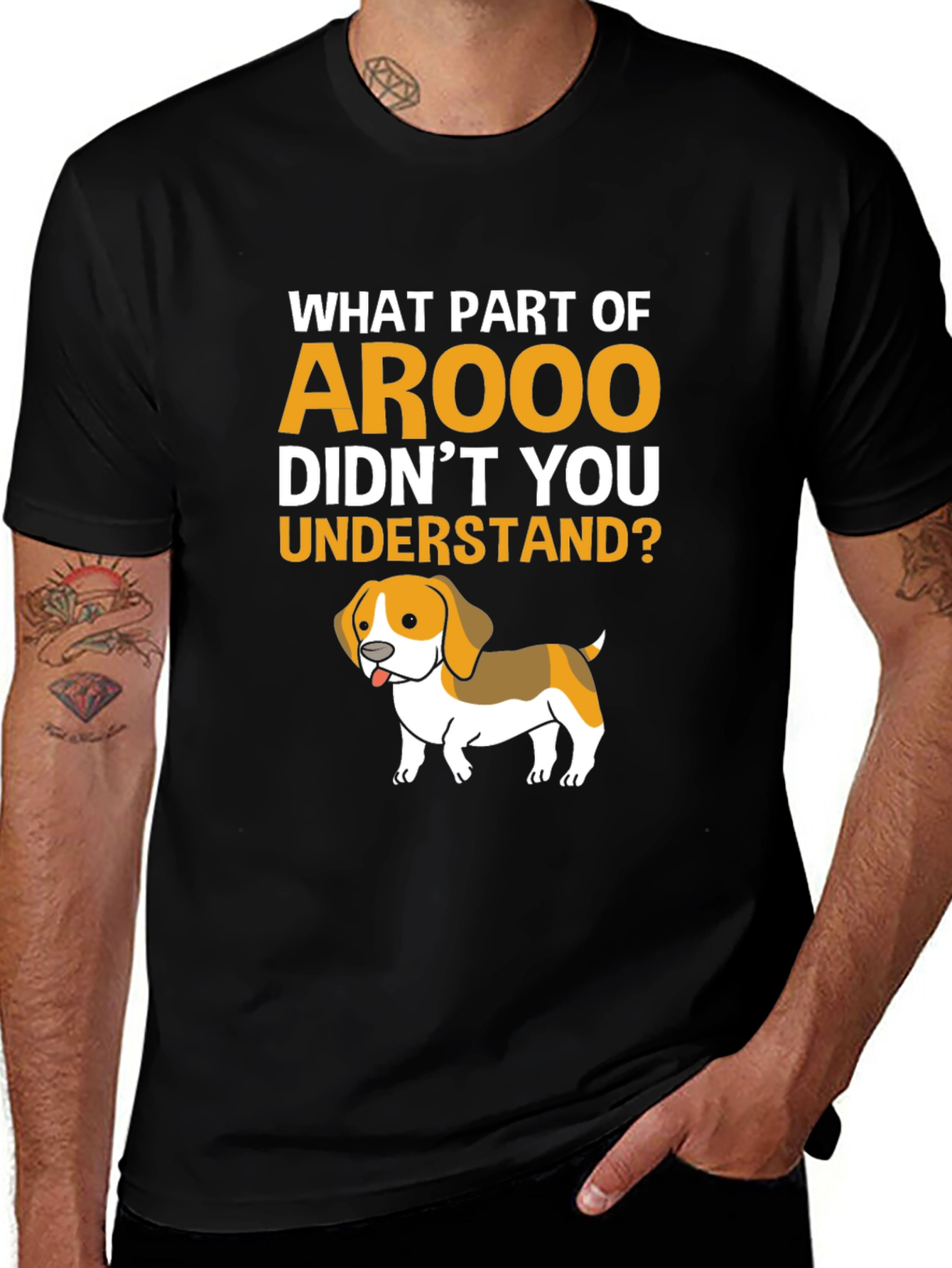 Arooo Dog Graphic T-Shirt - Humor Tee