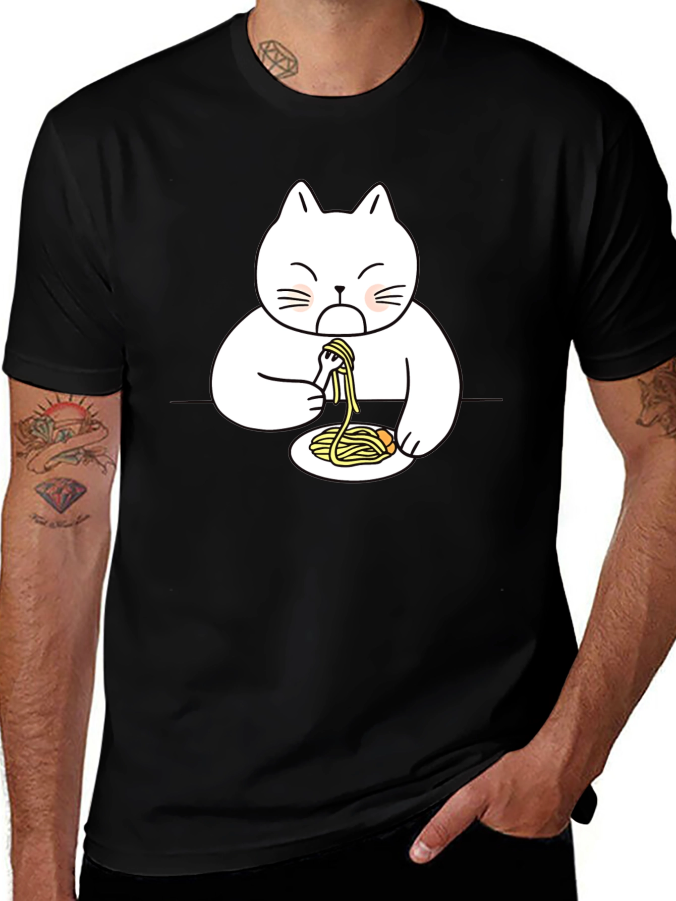 Variant 22 of Cat Eating Spaghetti Graphic T-Shirt