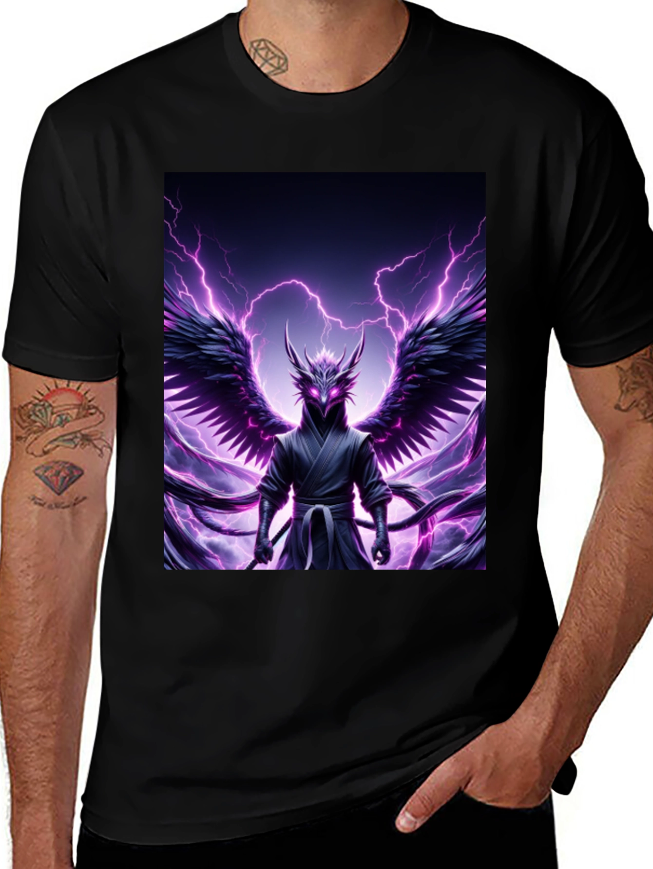Variant 16 of Winged Ninja Graphic T-Shirt - Black
