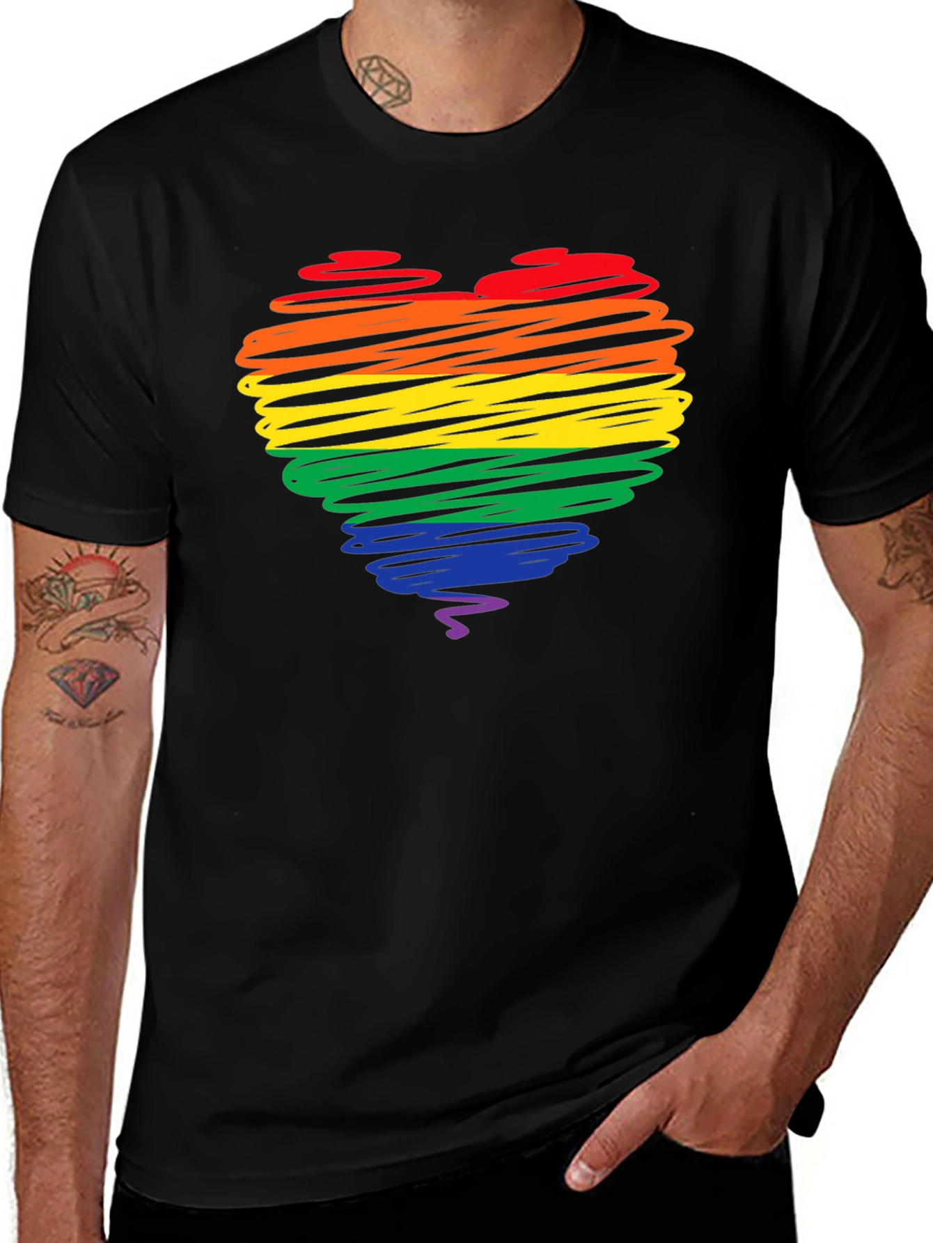 Variant 9 of Rainbow Heart Graphic Tee - Pride Love T-Shirt