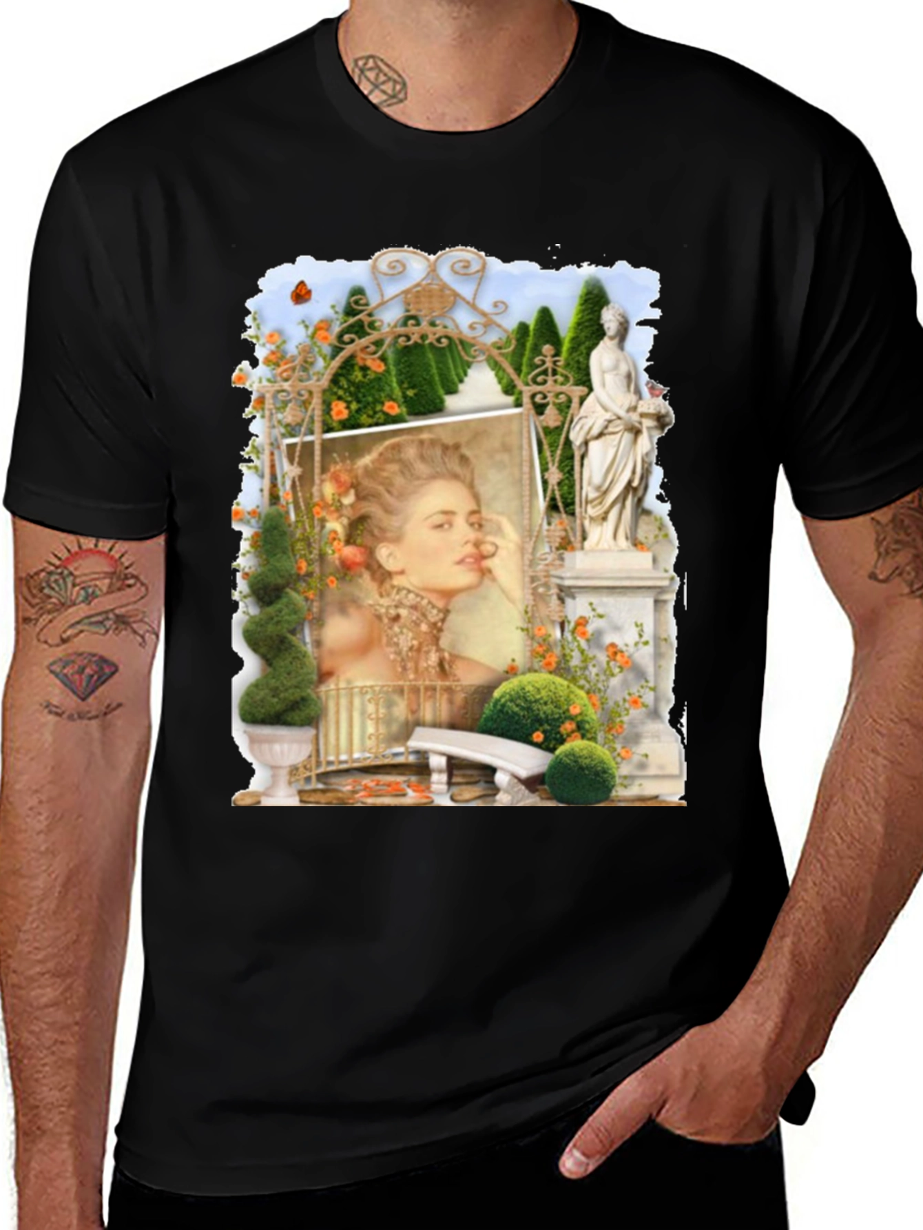Variant 13 of Elegant Garden Portrait Black T-Shirt