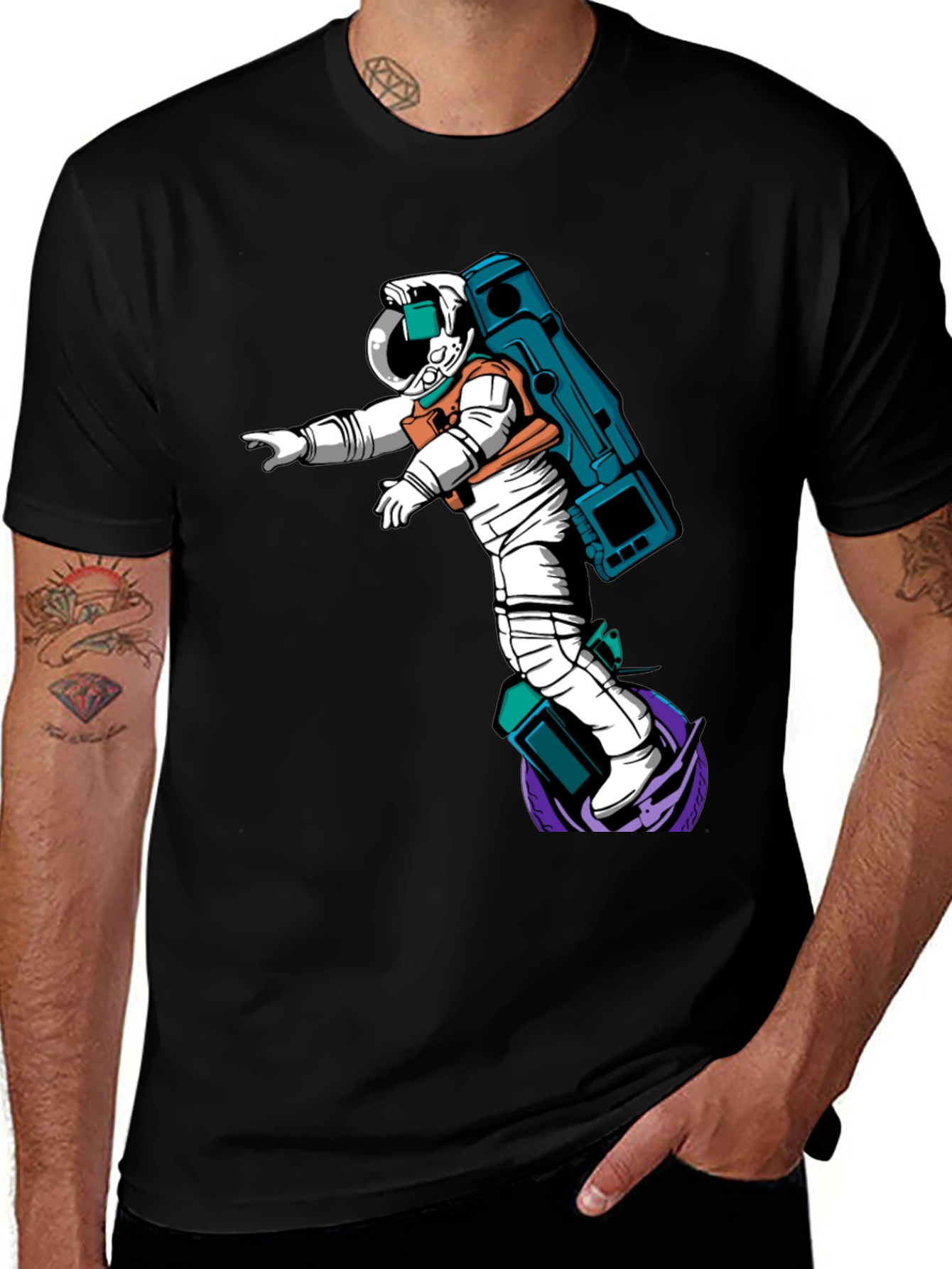 Variant 14 of Astronaut Graphic T-Shirt - Black