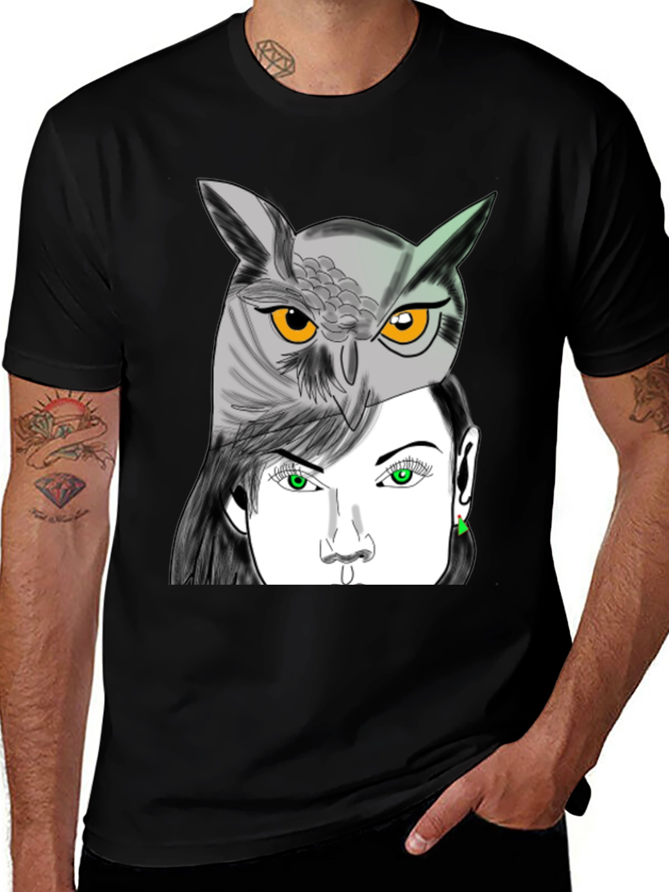 Variant 11 of Owl & Portrait Graphic T-Shirt