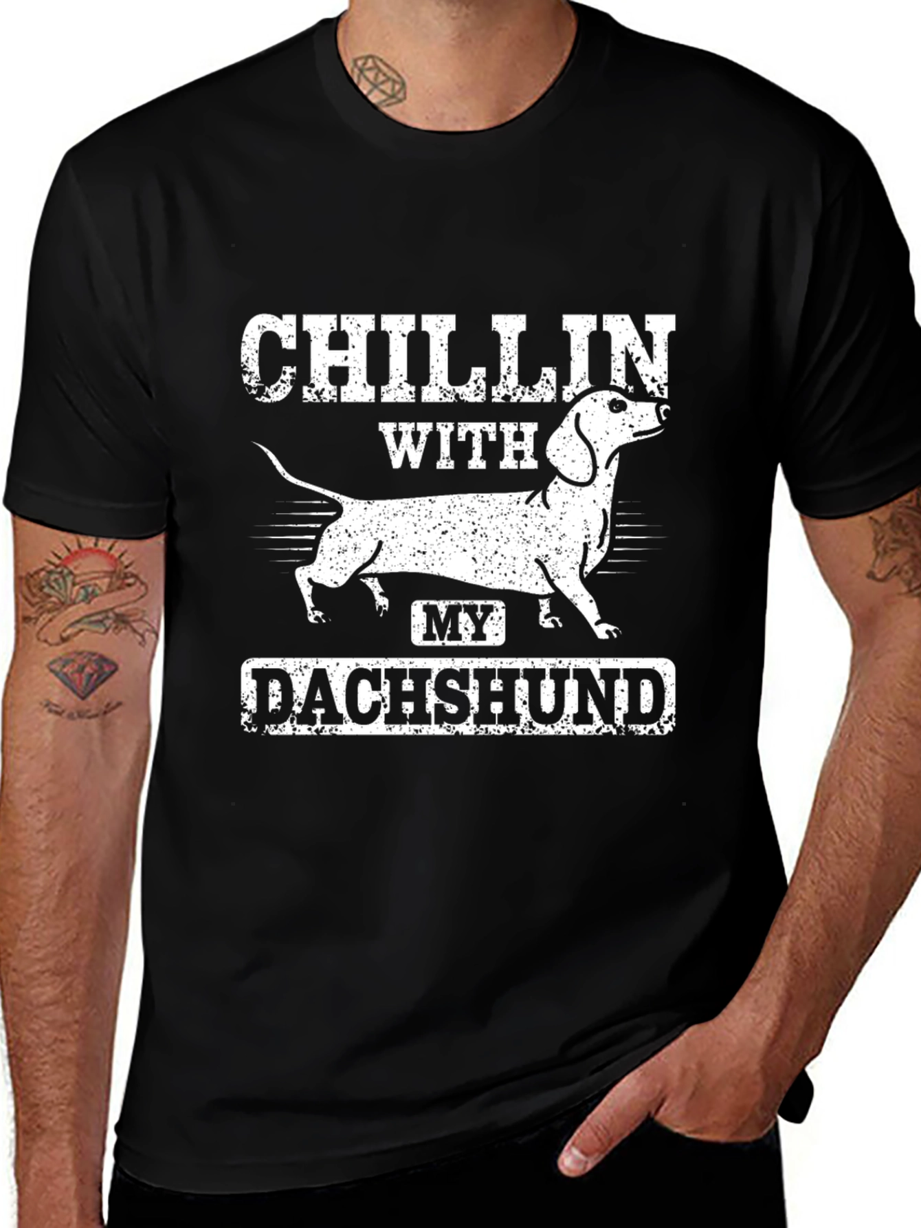 Variant 20 of Chillin' with My Dachshund Black Graphic Tee