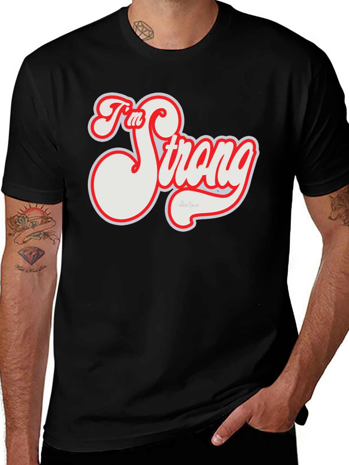 Variant 19 of I'm Strong Graphic Tee - Black