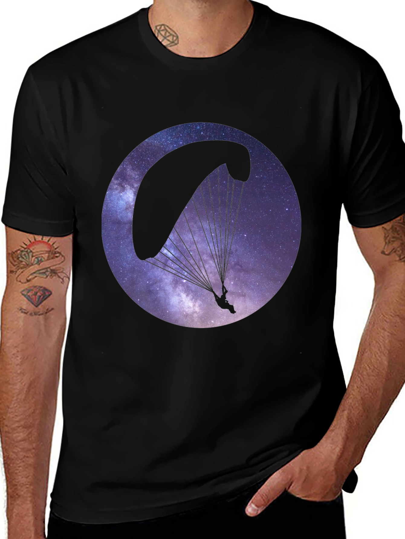 Variant 30 of Galaxy Paragliding Black T-Shirt