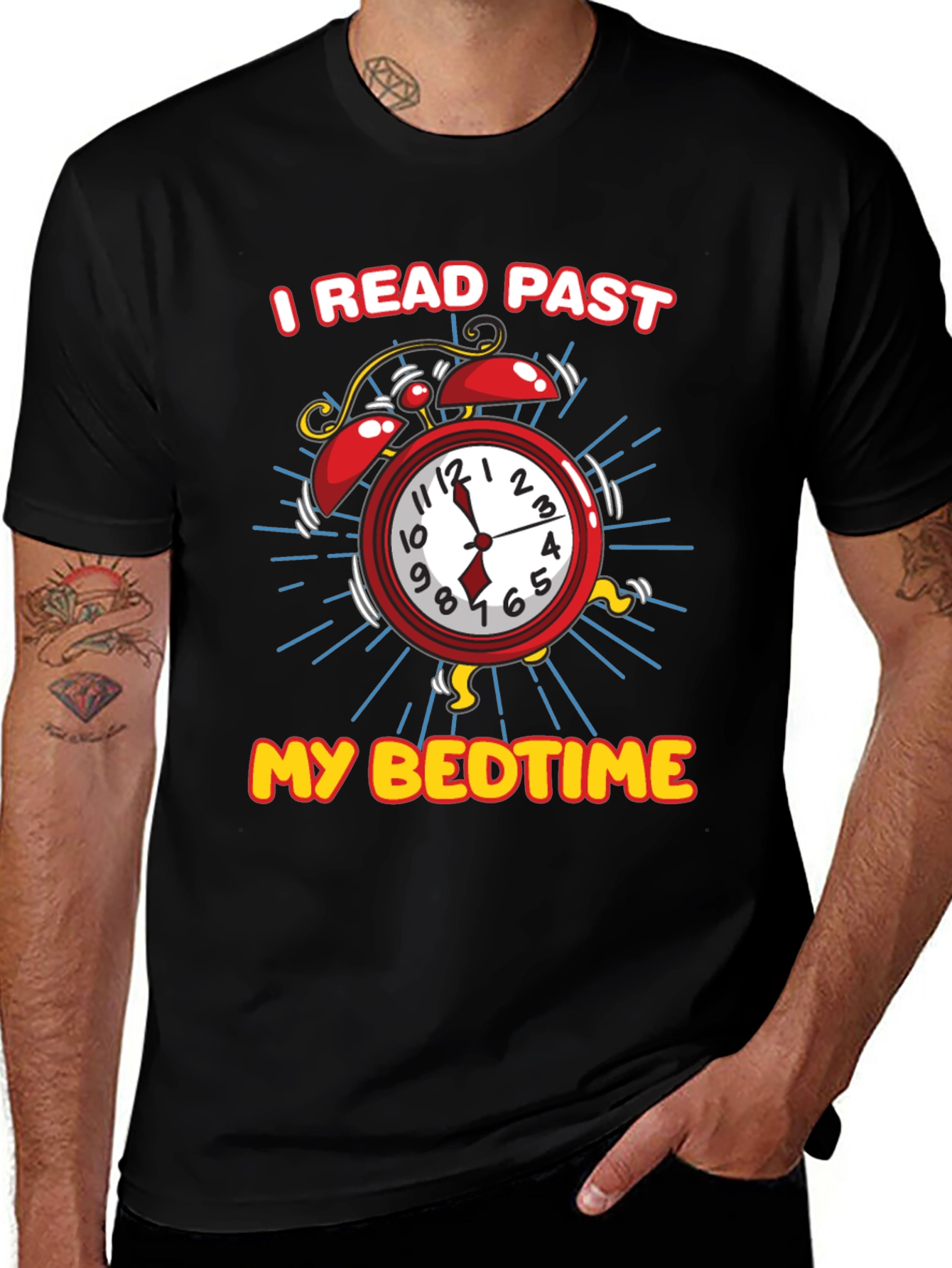 Variant 26 of I Read Past My Bedtime Black Graphic Tee